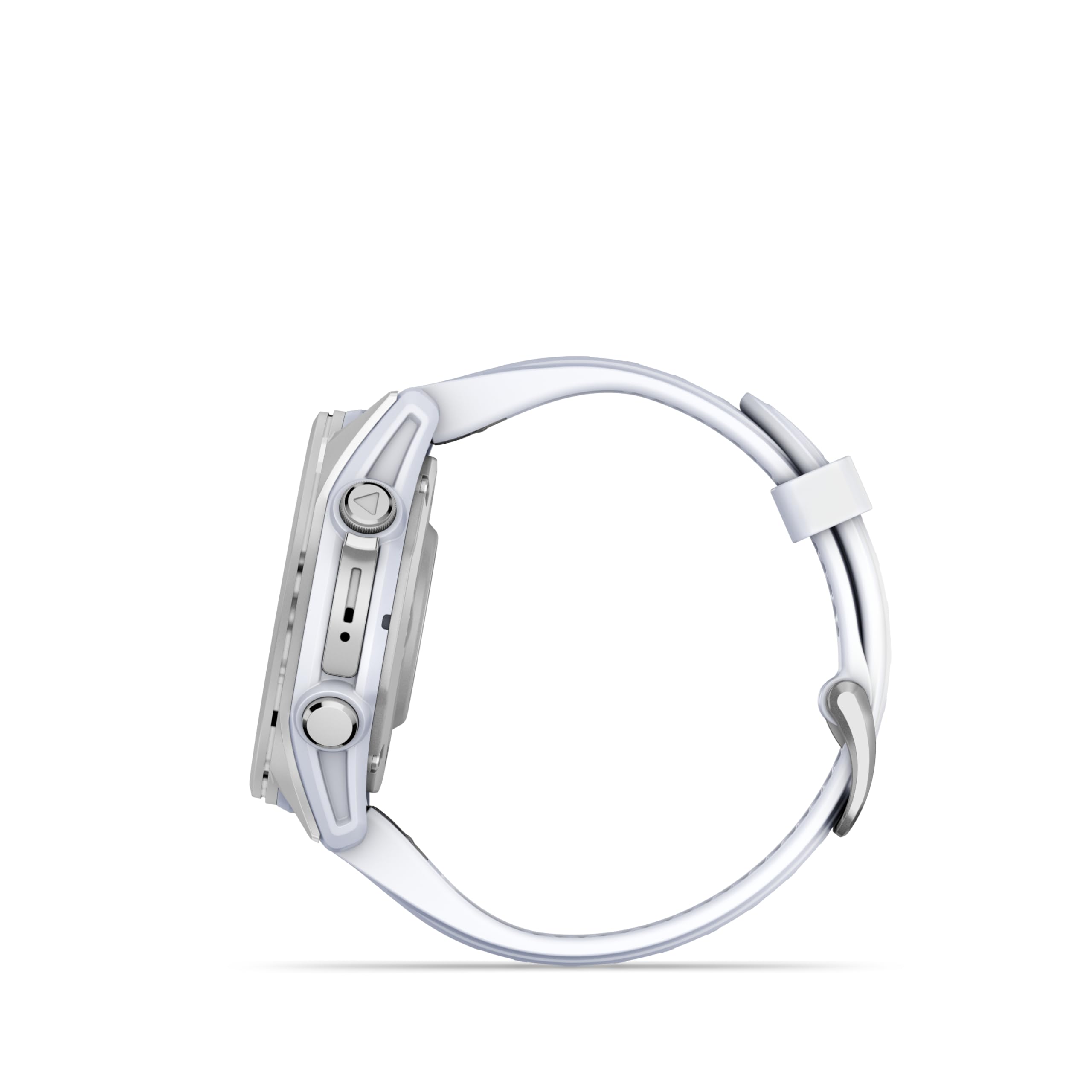 Wearable4U Garmin Fenix 8 - 43 Mm, Amoled Multisport Gps Smartwatch, Silver With Whitestone Silicone Band, Built-In Led Flashlig