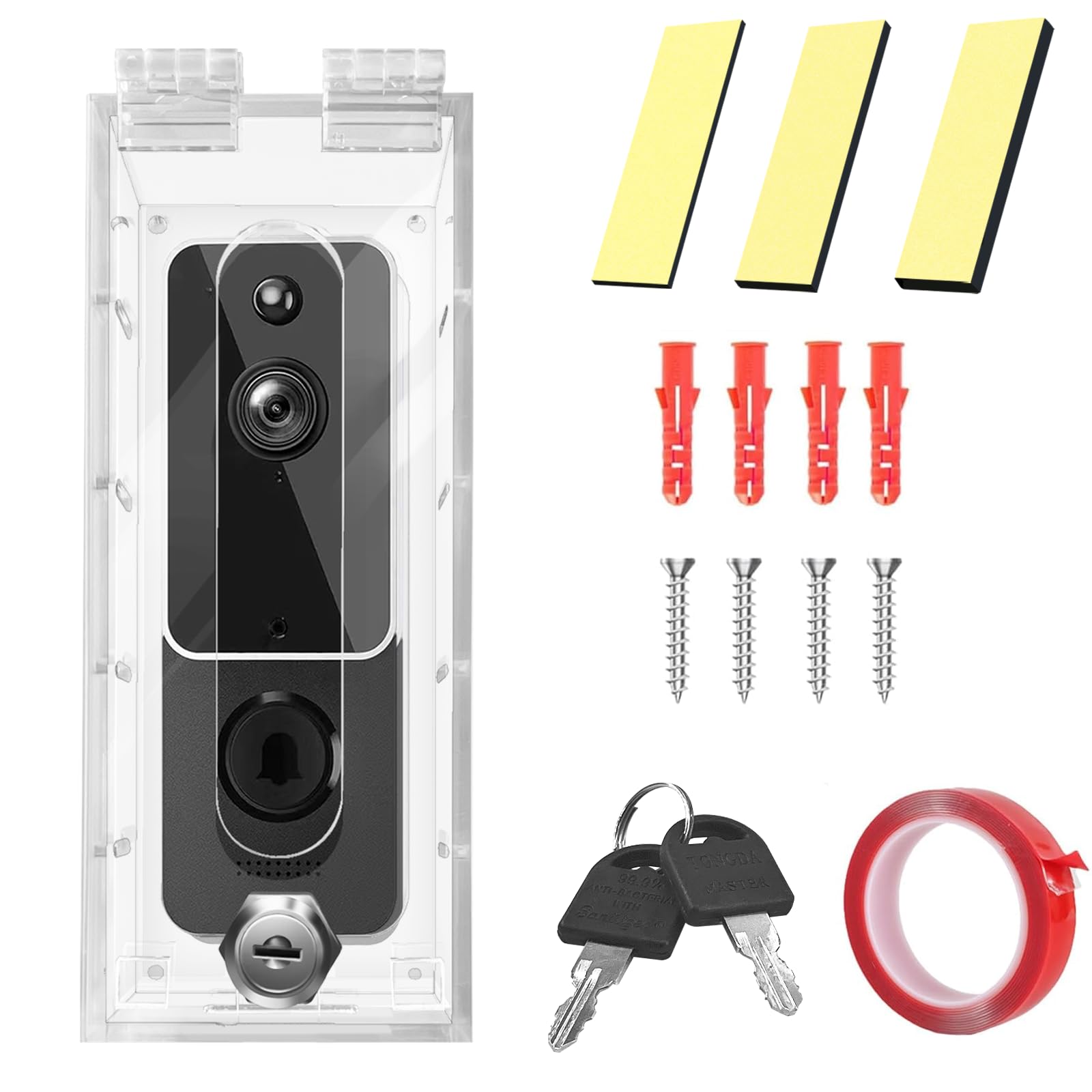 Groword Anti Theft Video Doorbell Mount Compatible With Most Video Doorbell, Acrylic,Highly Transparent Doorbell Lock Box Kit Fo