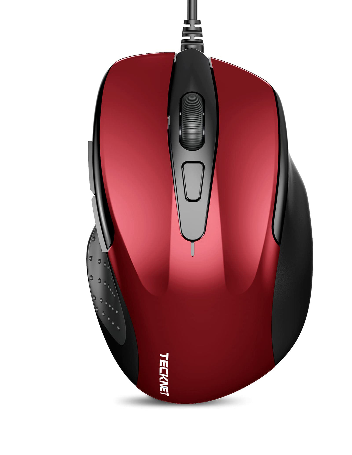Tecknet Usb Wired Mouse, 6-Button Corded Mouse With 4 Adjustable Dpi, Optical Computer Mouse With Ergonomic Design And 5Ft Cord For Laptop, Chromebook, Pc, Desktop, Mac, Notebook-Red