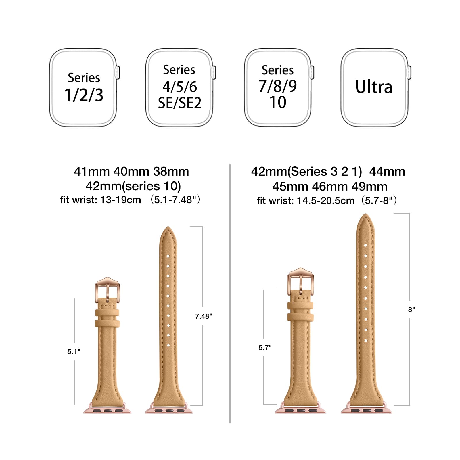 Wfeagl Leather Bands Compatible With Apple Watch 38Mm 40Mm 42Mm 44Mm, Top Grain Leather Band Slim & Thin Replacement Wristband F