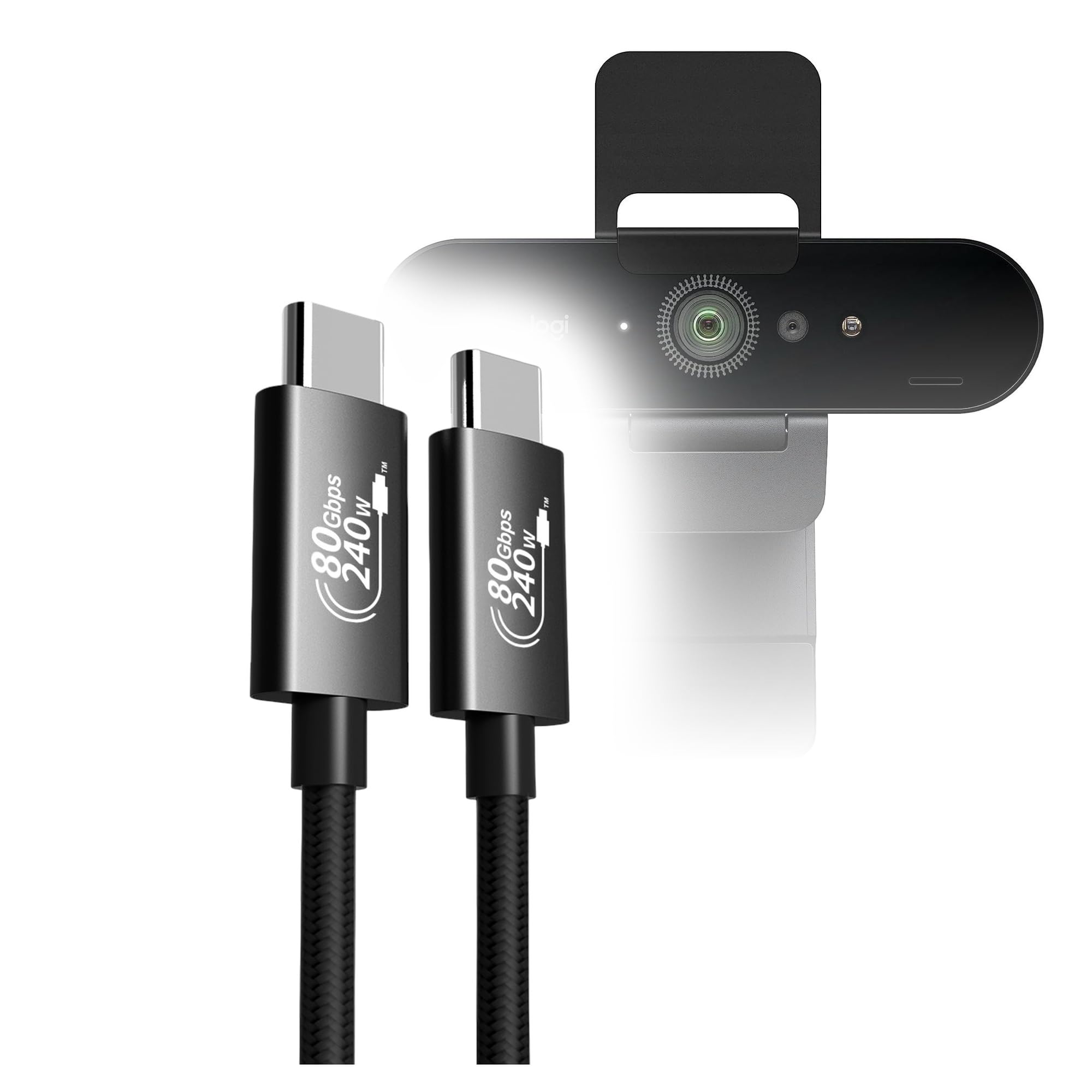 BoxWave Cables & Adapters Compatible with Logitech 4K Pro Webcam  DirectSync PD Thunderbolt 5.0 Cable (10 ft 240W), Long Nylon 