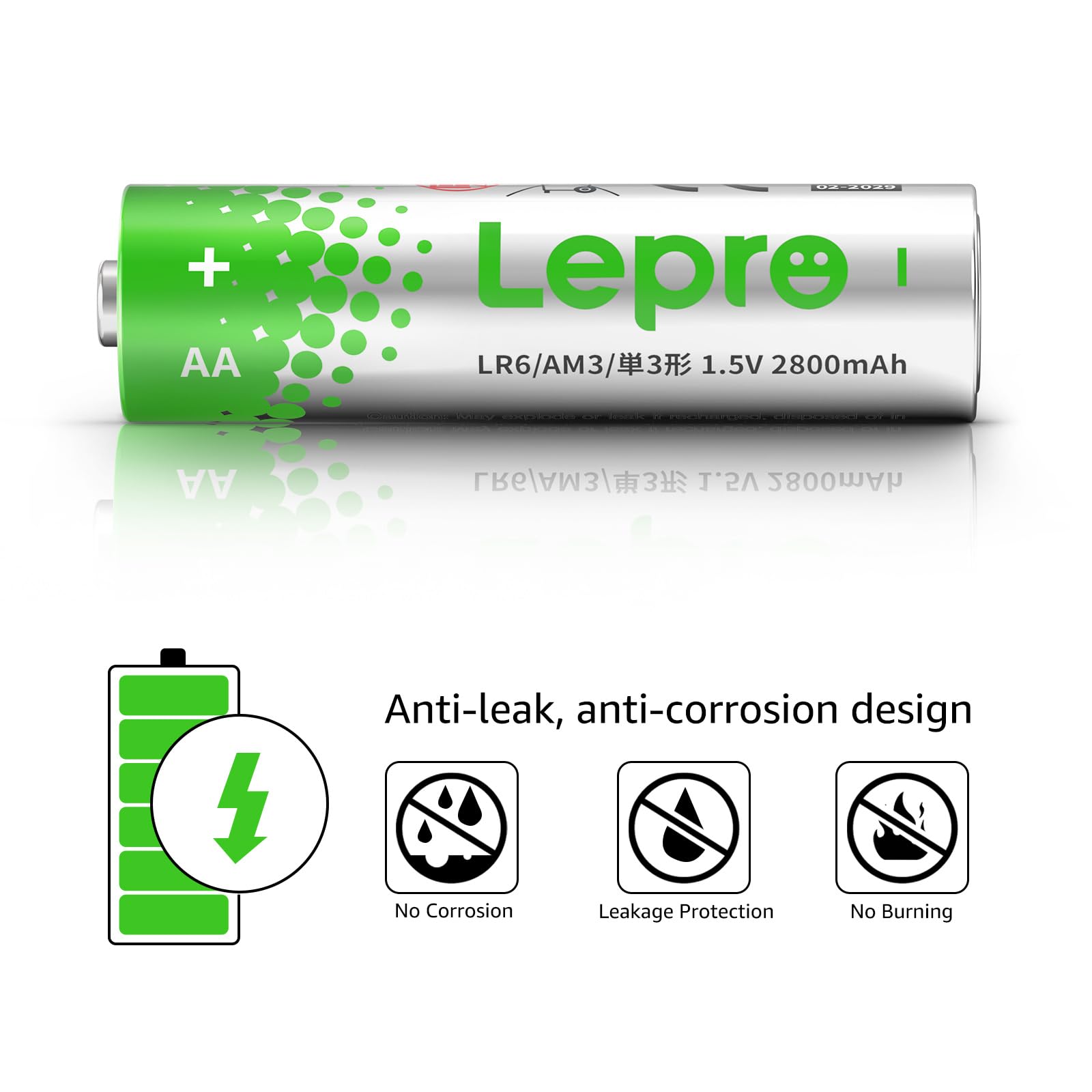 Lepro Aa And Aaa Batteries Combo Pack 48 Count, Batteries Variety Pack 2800Mah High-Performance Alkaline Power - 24 Double Aa Ba