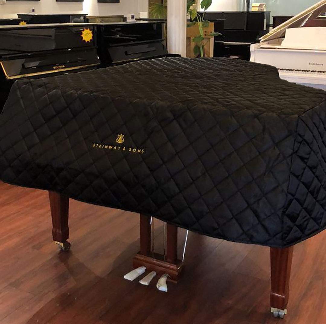 Toryo Steinway Model M Piano Cover With Logo Embroidery 5'7''   Quilted Black Nylon With Side Splits