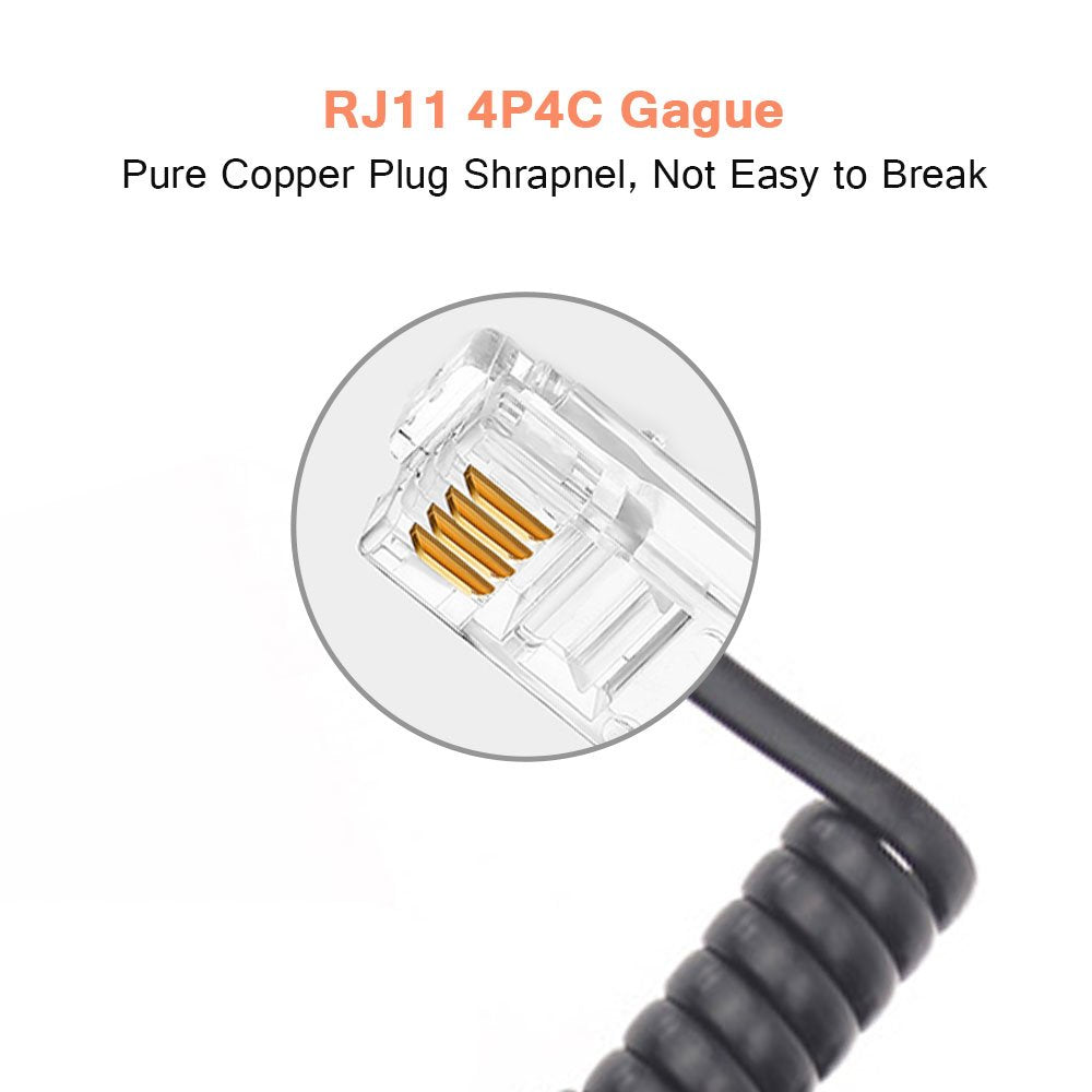 Sincoda 5 Pack 6Ft Uncoild /1.1 Ft Modular Coiled Telephone Handset Cord For Telephone/Handset Black Curly Cord(Black)