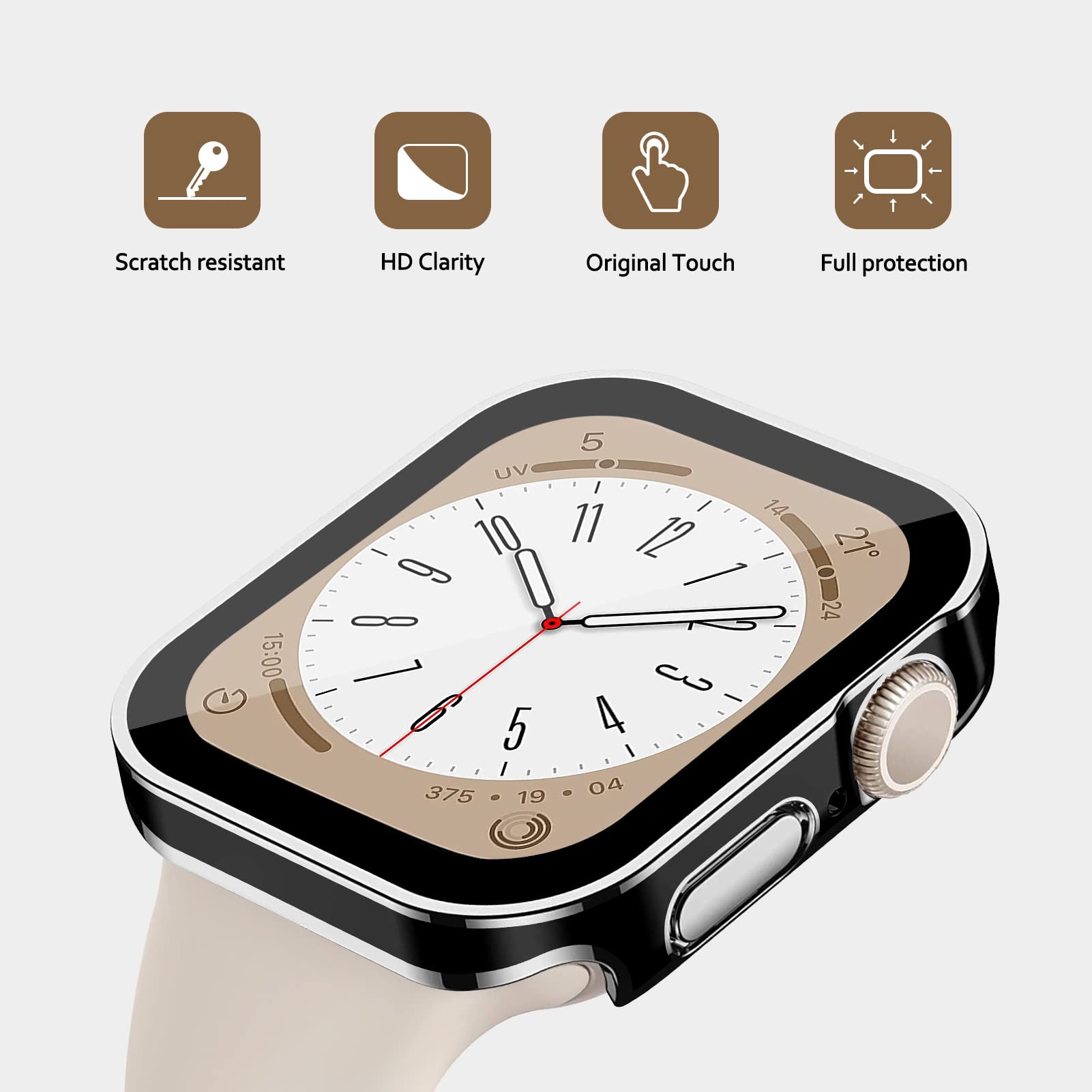 For Apple Watch Case 40Mm,Hard Case With Tempered Glass Screen Protector,Watch Cover For Apple Watch Se 6 5 4 Screen Protector,U