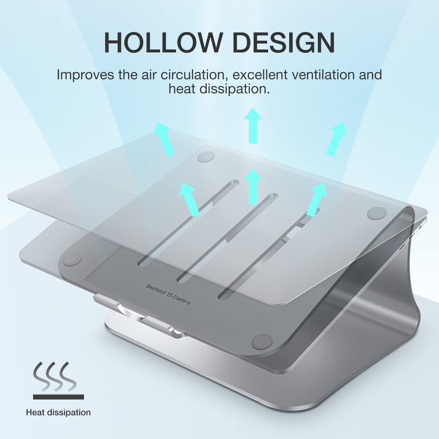 Bestand Laptop Stand, Aluminum Notebook Holder Riser Heat Vent For Macbook Air/Pro, Dell, Hp, Lenovo, Microsoft Surface, Samsung