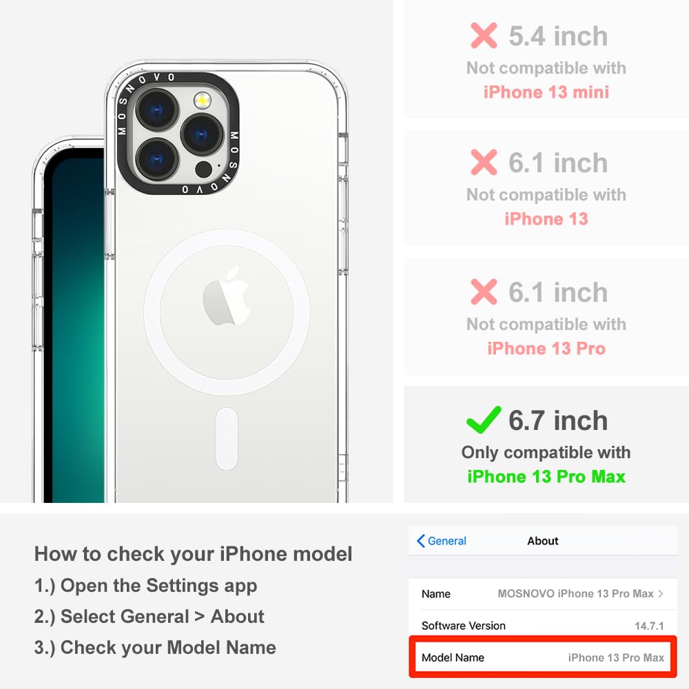 Mosnovo Case For Iphone 13 Pro Max, [Compatible With Magsafe] [Buffertech 6.6Ft Military Grade Drop Protection] [Anti Peel Off T