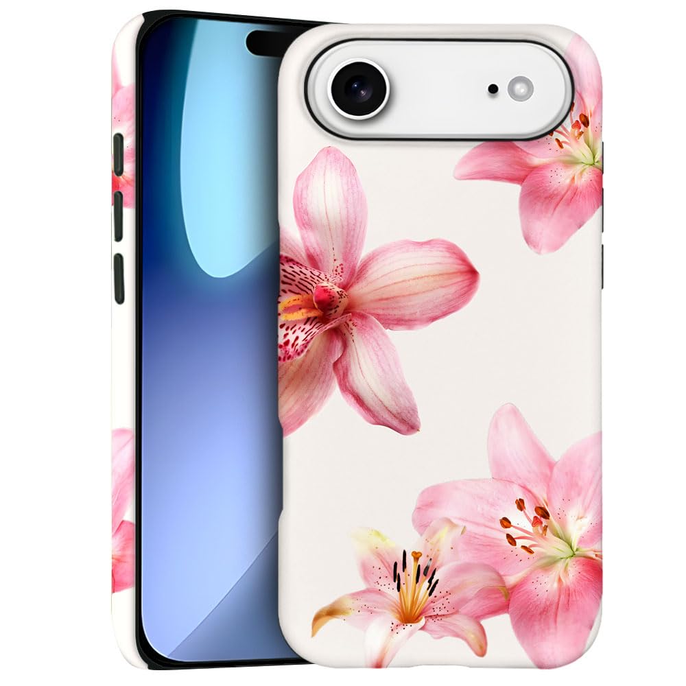 Case for iPhone 17 Air - Slim Fit Anti-Scratch Phone Case for Girl Women - Pink Hibiscus Tropical Floral (Frosted)