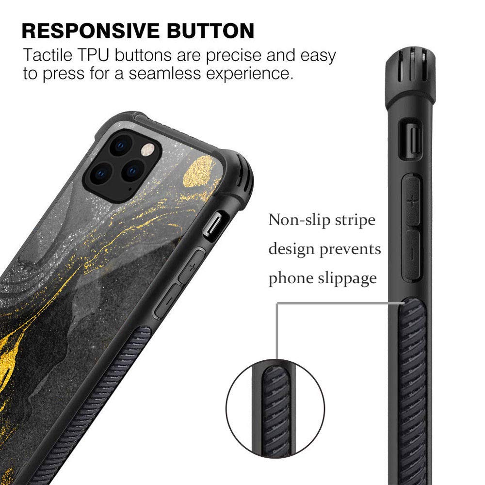 Zhegailian Case Compatible With Iphone 12,Black Golden Marble Case For Iphone 12 Pro For Boys Men,Pattern Design Anti Scratch Or