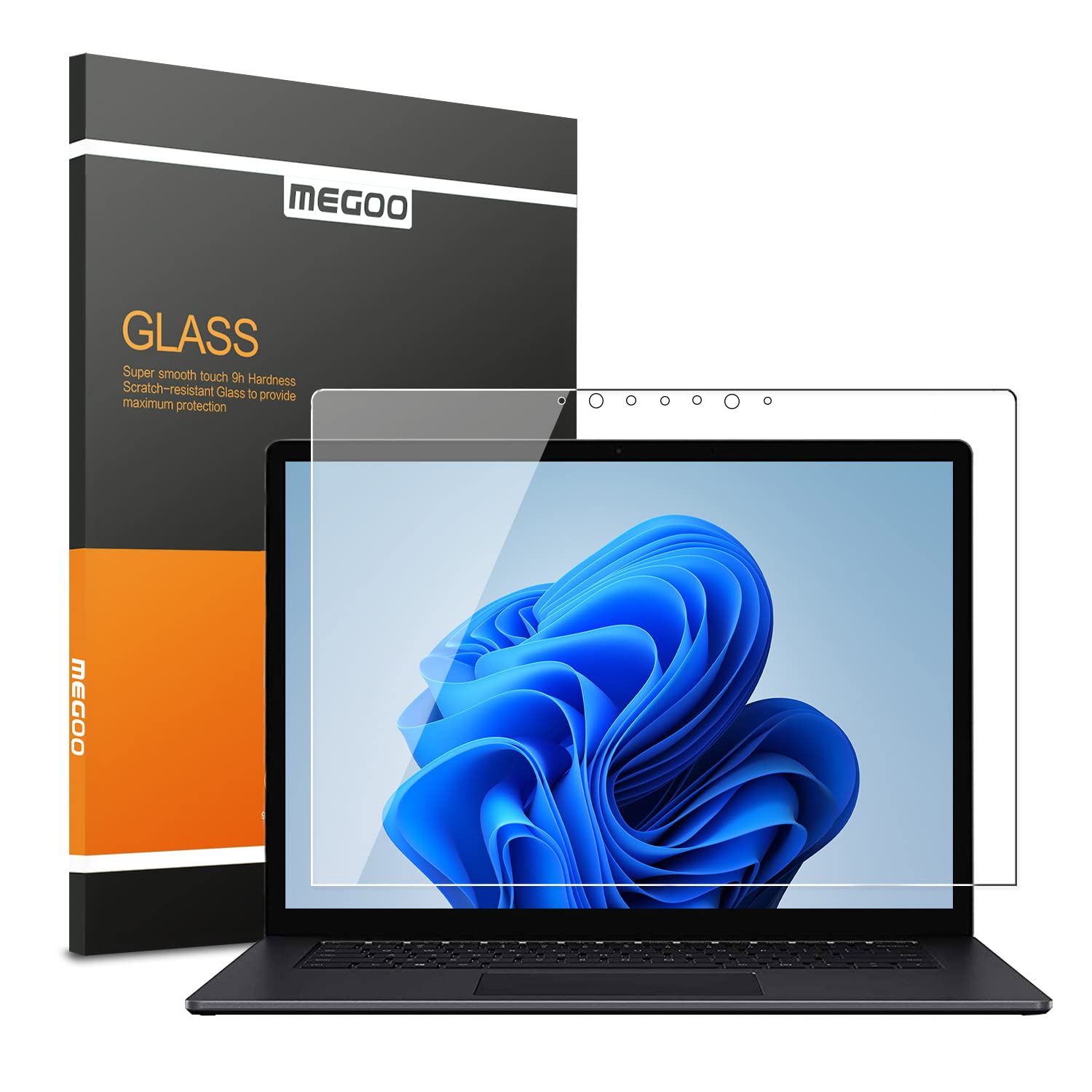 Megoo Surface Laptop 5 /Laptop 4 Screen Protector, Tempered Glass, Easy Installation Ultra Clear Anti Scratch, Friendly Touching