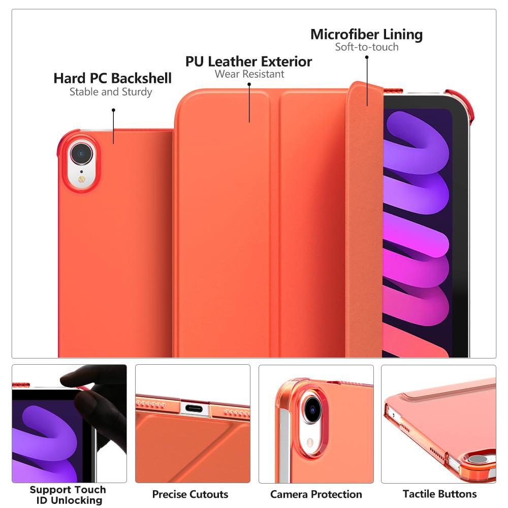 MoKo for iPad Mini 7 (A17 Pro) Case 2024,iPad Mini 6 Case 2021,8.3 inch iPad Mini 7th/6th Generation Case,Slim Lightweight Hard Back Shell Stand Cover for iPad Mini 2024, Cherry Tomatoes Red