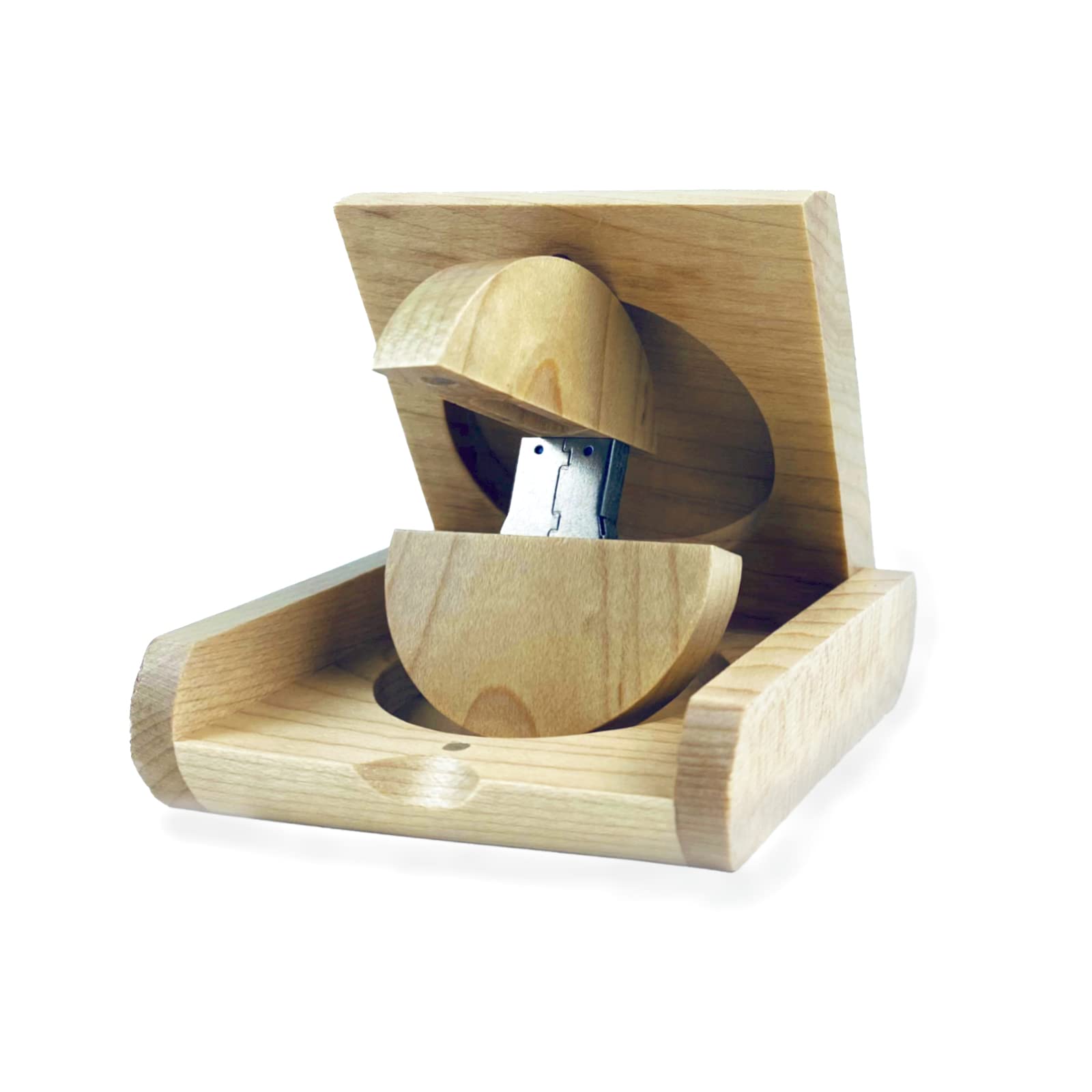 Round Shape Wood Usb Flash Drive With Gift Box Tatmohik 64Gb Usb 3.0 Wedding Usb Memory For Storing Photos Maple Wooden Thumb Dr