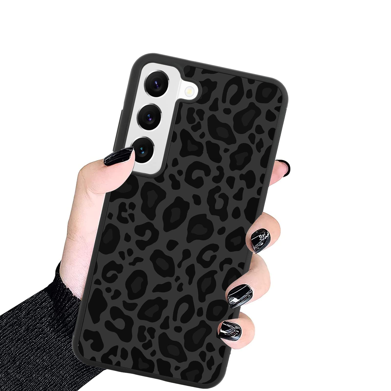 Kanghar Case Compatible With Galaxy S23 Plus 5G,Black Leopard Design,Tire Texture Non Slip +Shockproof Rugged Tpu Protective Cas