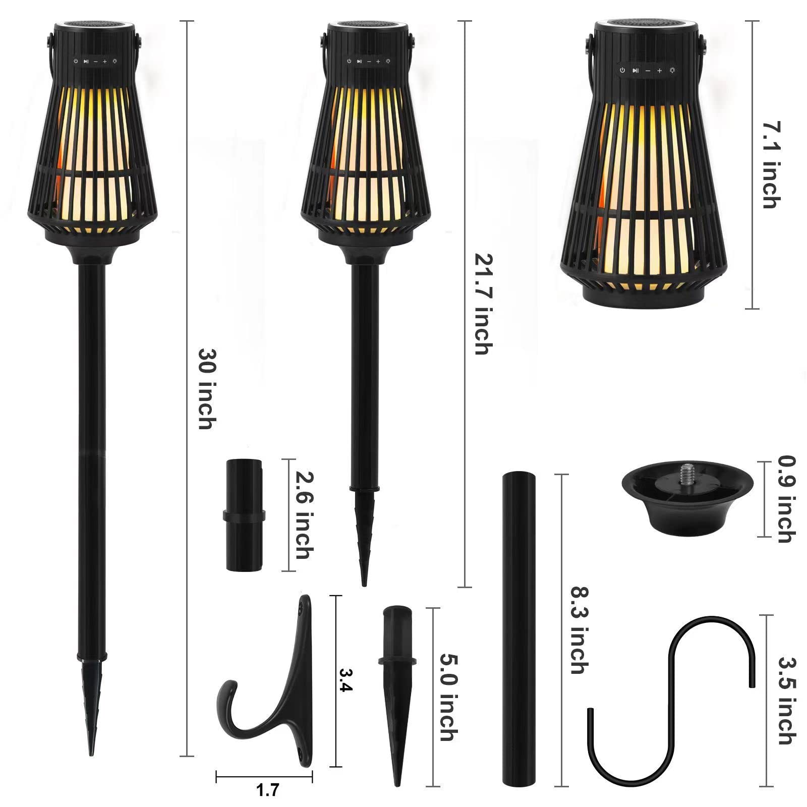 Outdoor Bluetooth Flame Speaker, Tesoorda Led Flickering Flame Effect Speaker With Torch Light, Portable Waterproof Wireless Spe