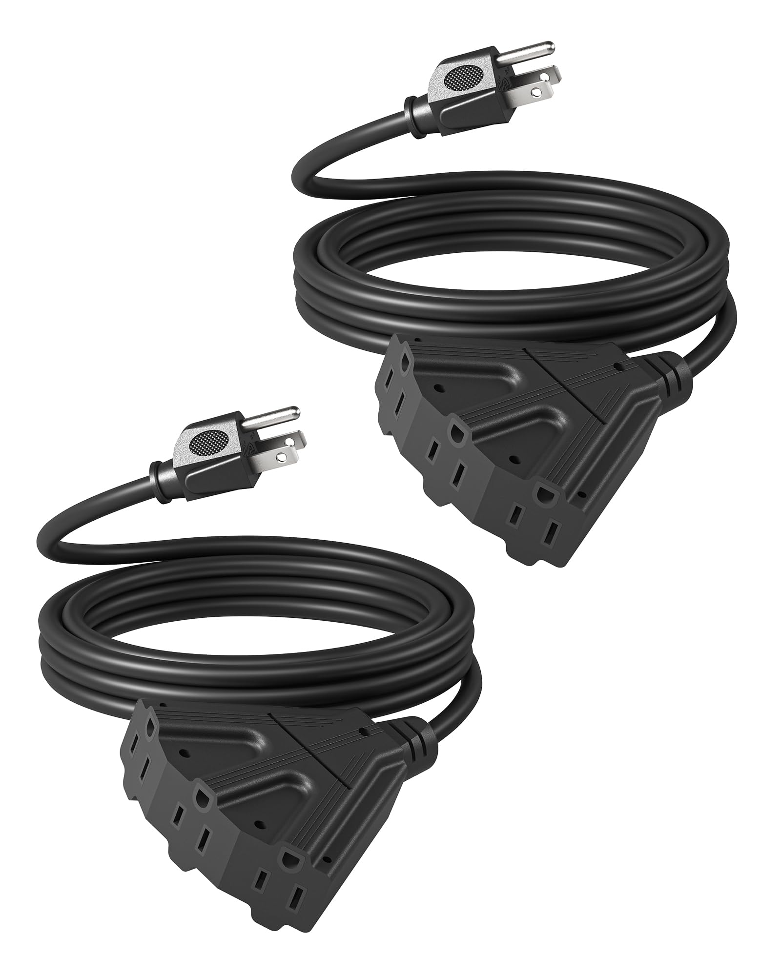 Dewenwils 10 Ft Christmas Outdoor Tri Tap Extension Cord Splitter, Weatherproof 16/3 Sjtw Power Cable For Holiday Decoration And