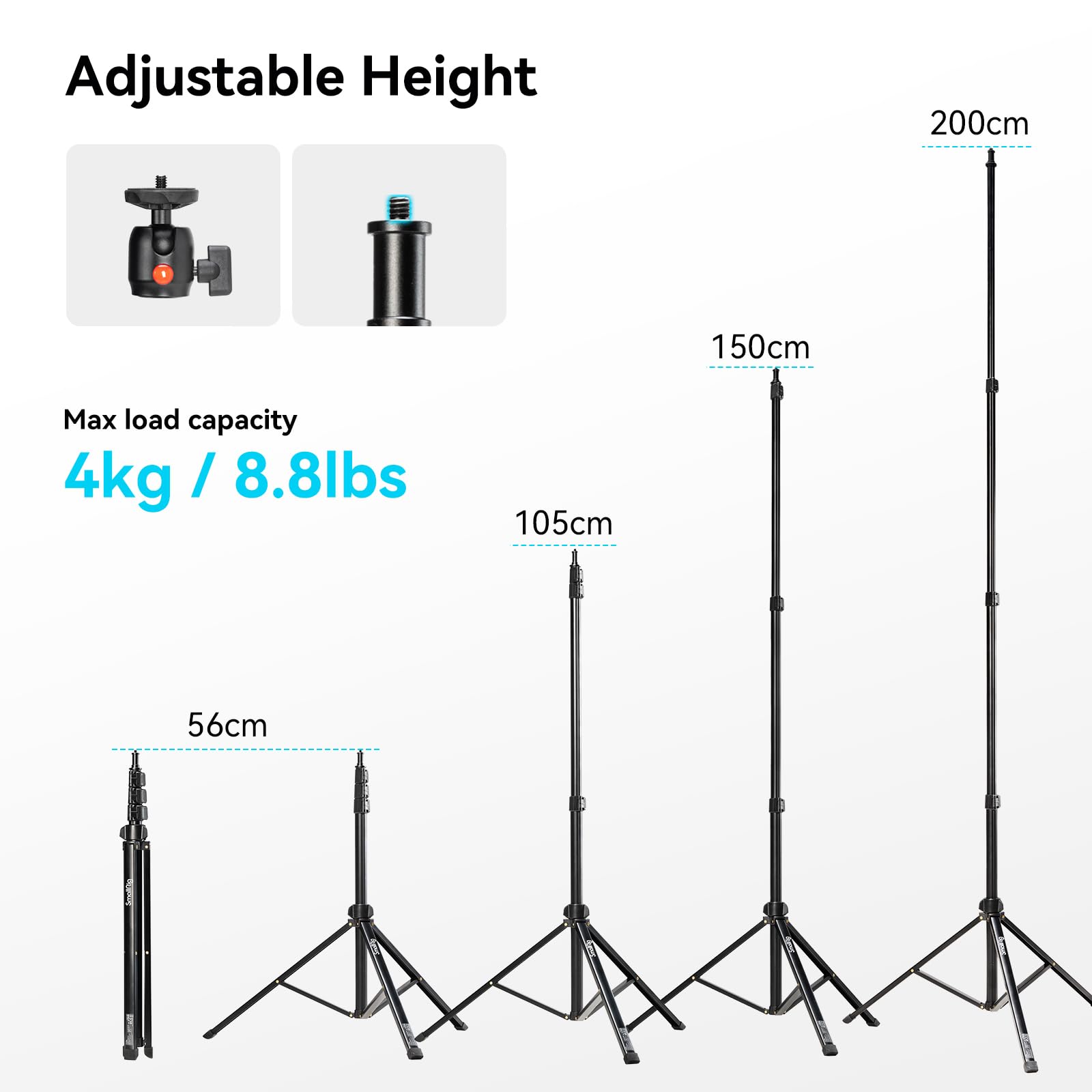 Smallrig Ra S200 Light Stand For Photography 78.7''/6.6Ft/200Cm, Lightweight Light Stand For Reflectors, Softboxes, Studio Light