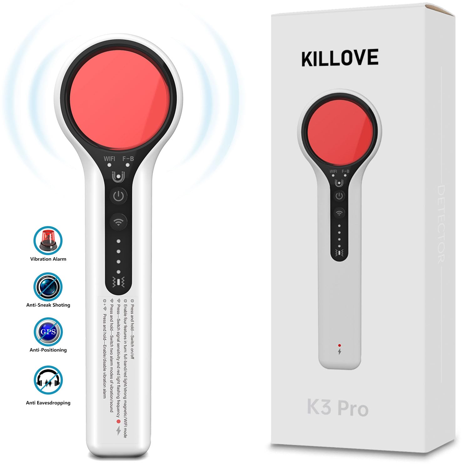 Killove Hidden Camera Detectors Detector   Anti Spy Cameras Bug Rf Gps Tracker Detector Magnet Detection Vibration Detection Sou
