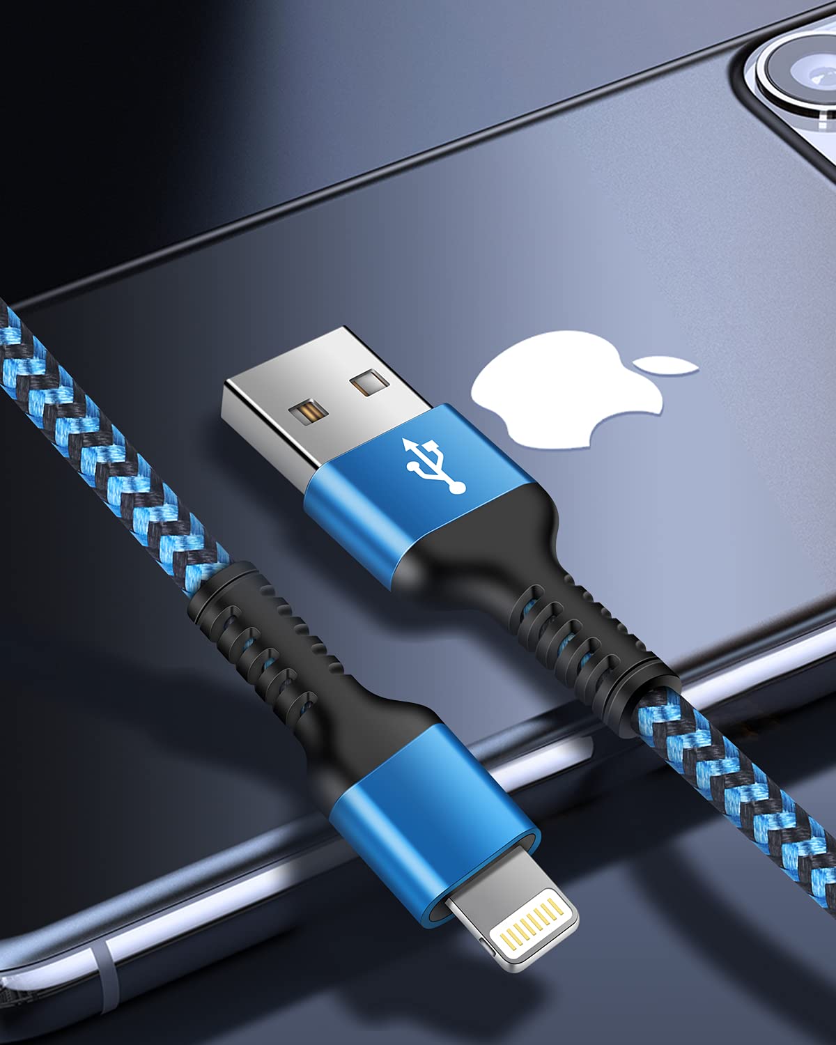 Rapid Charging Iphone Cable, Apple Mfi Certified Extension Charging Usb Wire, Long Braided Data Sync Transfer Power Line For Iph