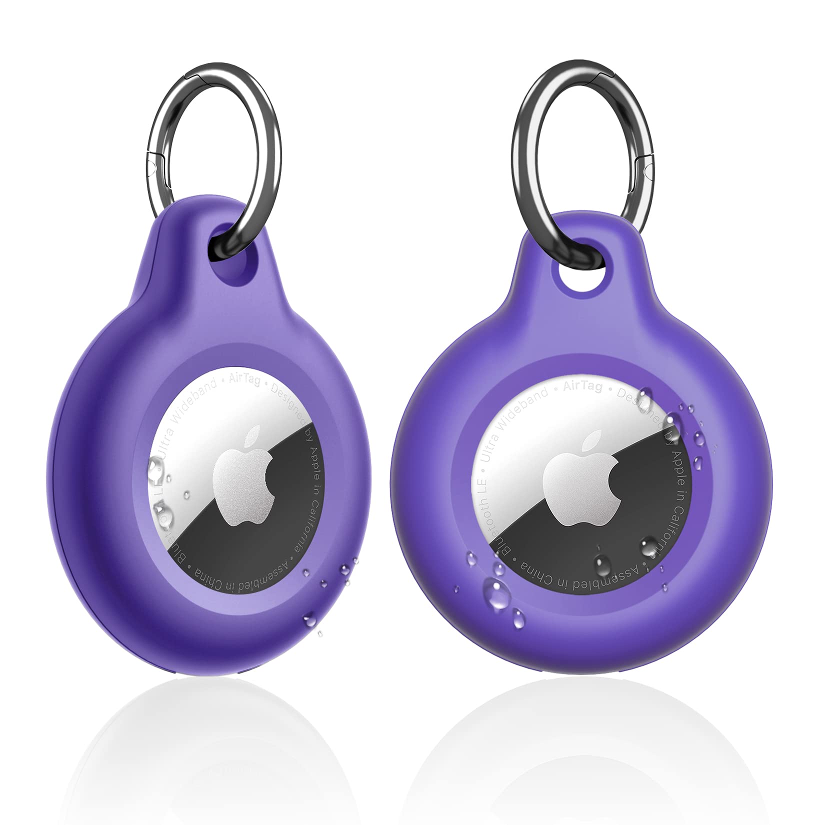 Supfine Waterproof Airtag Holder,2 Pack Air Tag Keychain,Hard Pc+Tpu Full Body Protective Tracker Case With Loop Key Ring For Ap