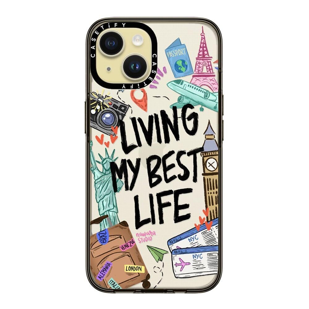 Casetify Compact Case For Iphone 15 [2X Military Grade Drop Tested / 4Ft Drop Protection]   Travel Lover By Nawara Studio   Clea