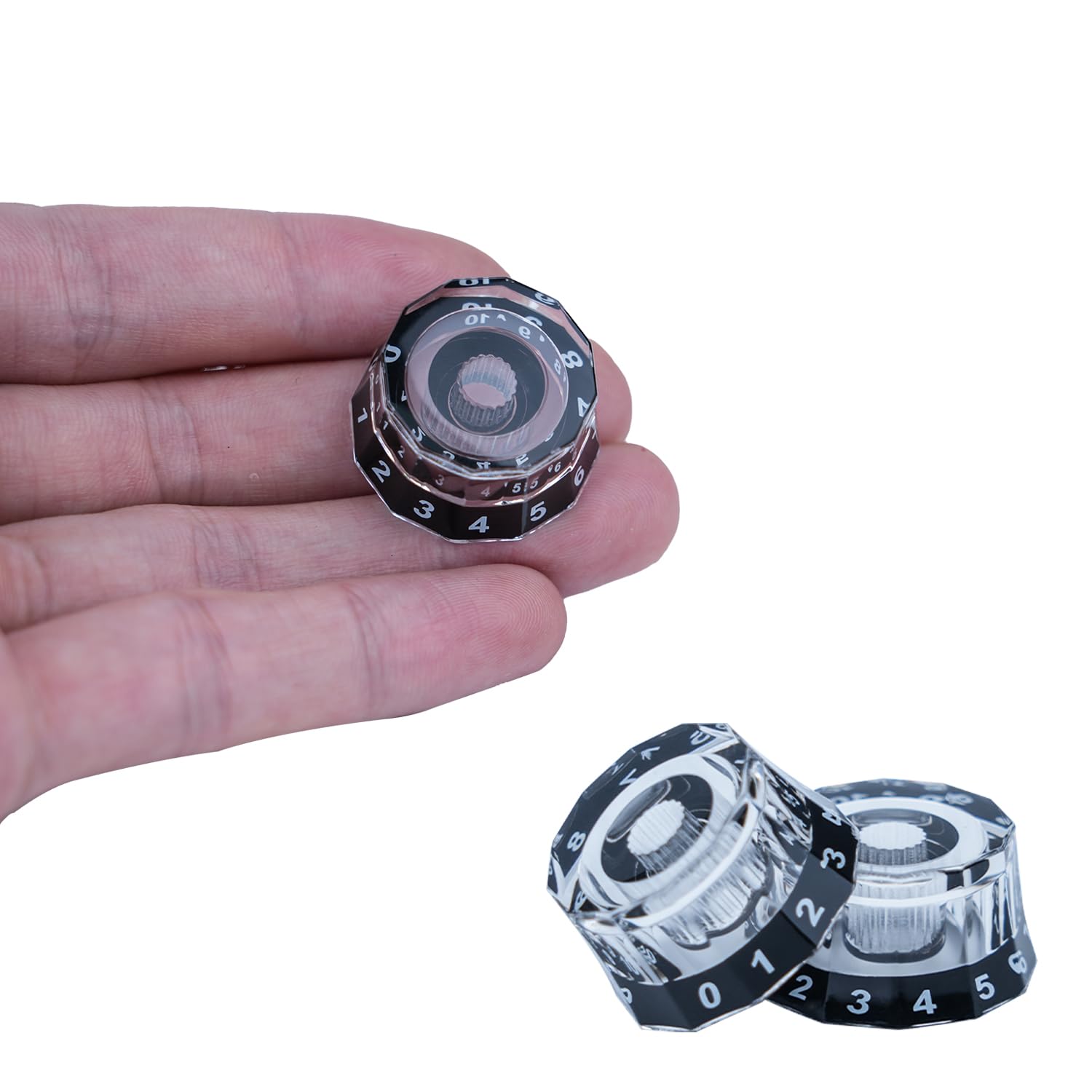 Xiyangjuan 4Pcs Electric Guitar Knobs Clear Black Dodecagon Design Speed Control Volume Tone Knobs For Prs Sg Lp Style Guitar Ac