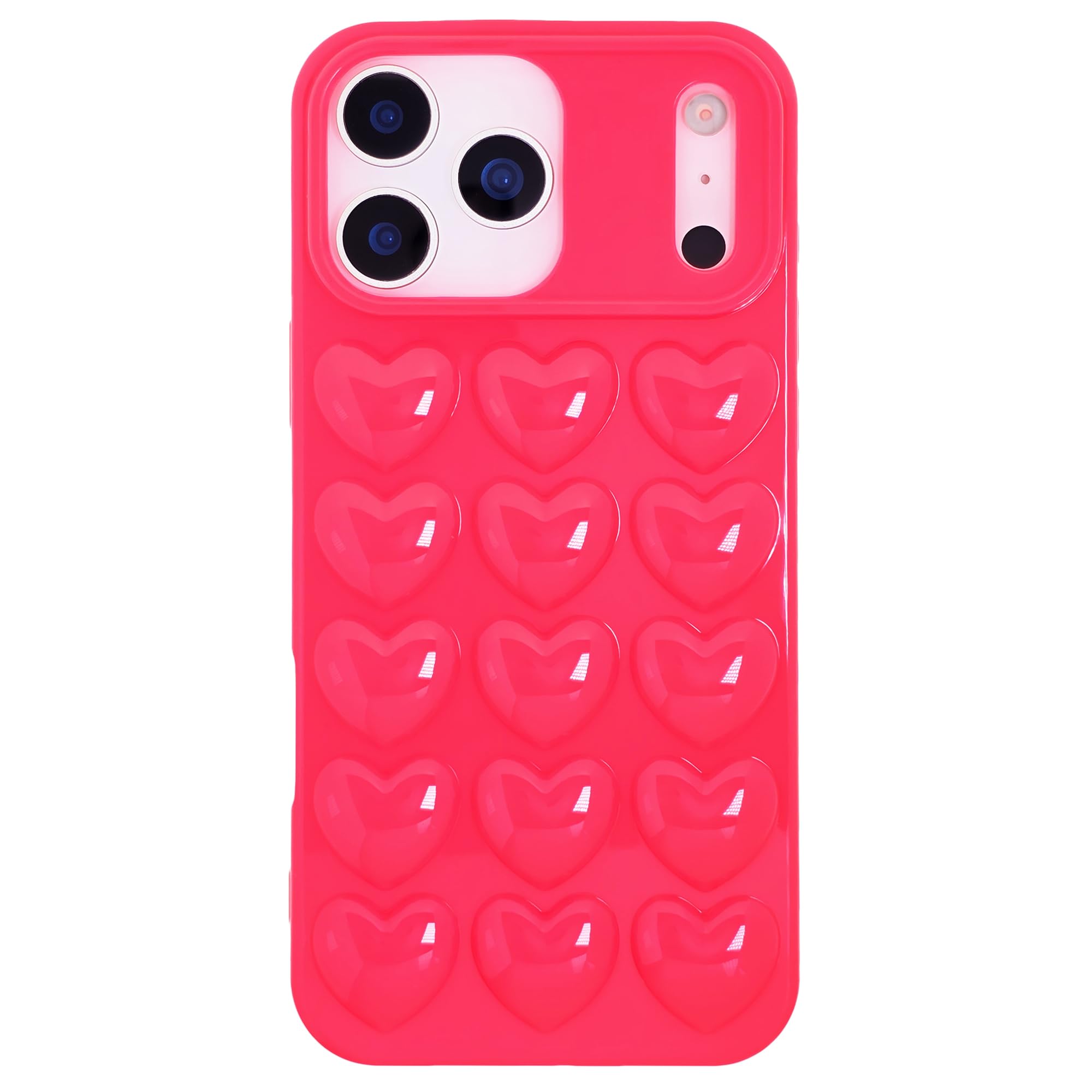 DMaos for iPhone Air Case for Women, 3D Pop Bubble Heart Kawaii Gel Cover, Cute Girly for iPhoneAir 6.5 inch - Hot Pink