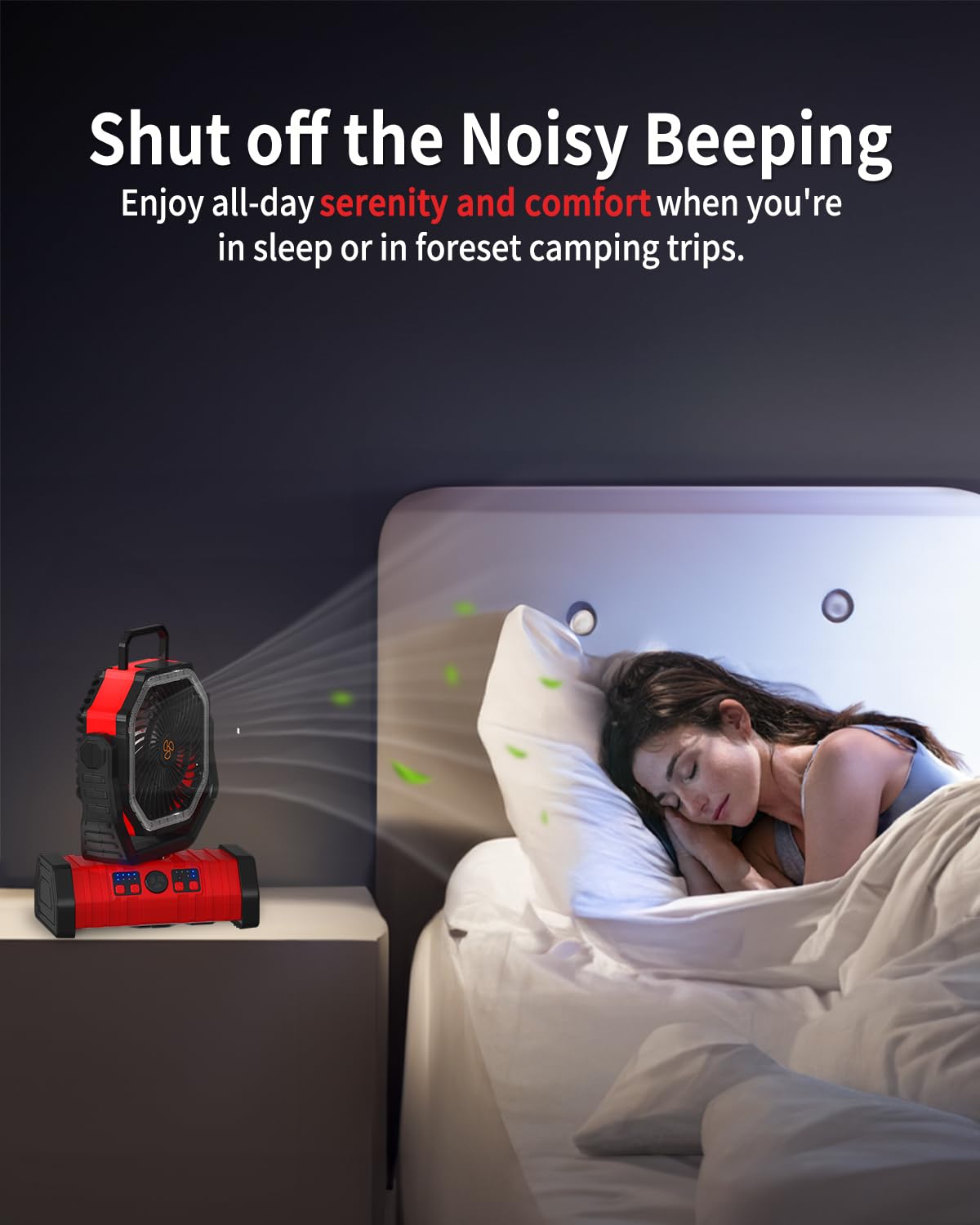 Adust Camping Portable Battery Operated Powered Fan With Led Lantern Light 20000Mah Rechargeable, Oscillating Fan With 360 Rotat