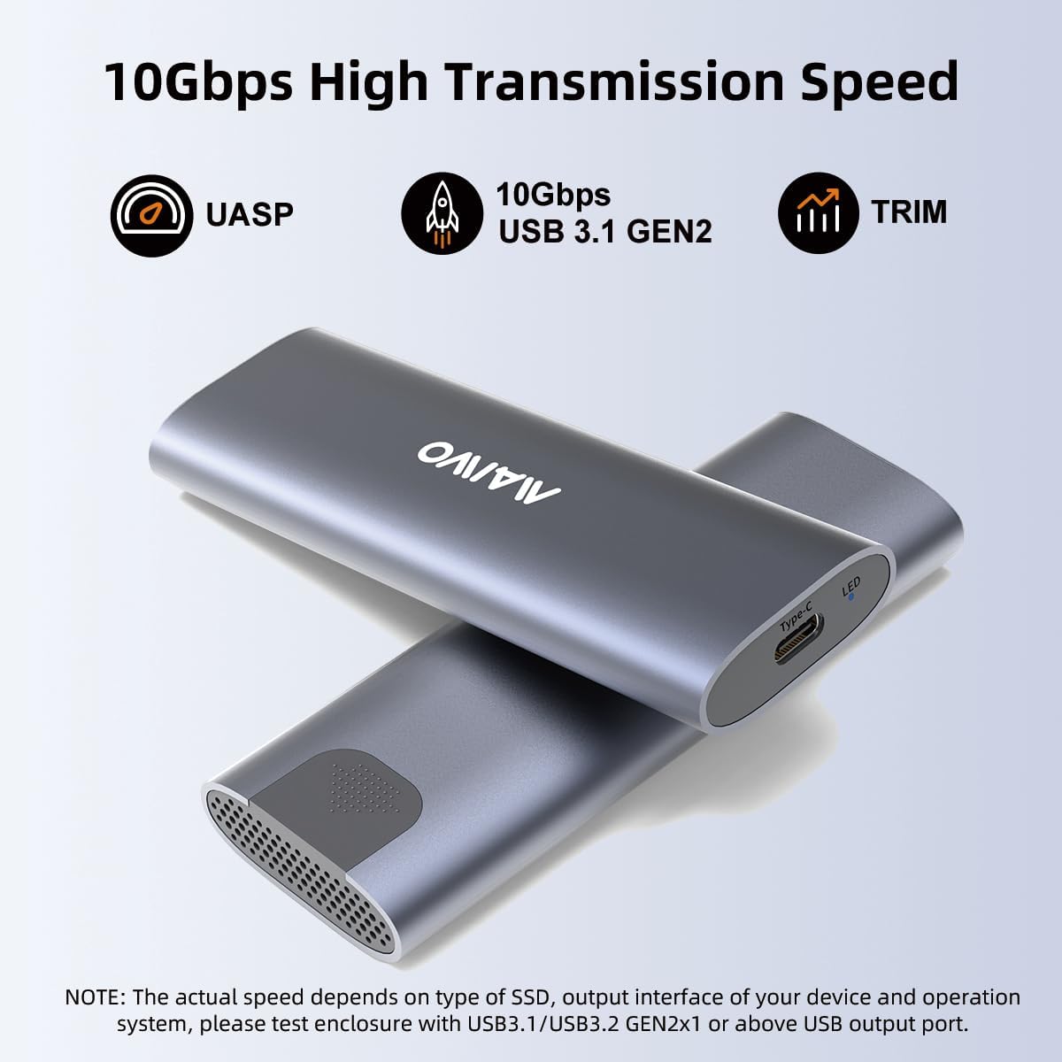 Maiwo M.2 Nvme Ssd Enclosure, Usb 3.1 Gen2 10Gbps Support Uasp Trim, 4Tb Capacity, Tool Free M.2 Nvme Pcie Ssd To Usb C Adapter Reader Case