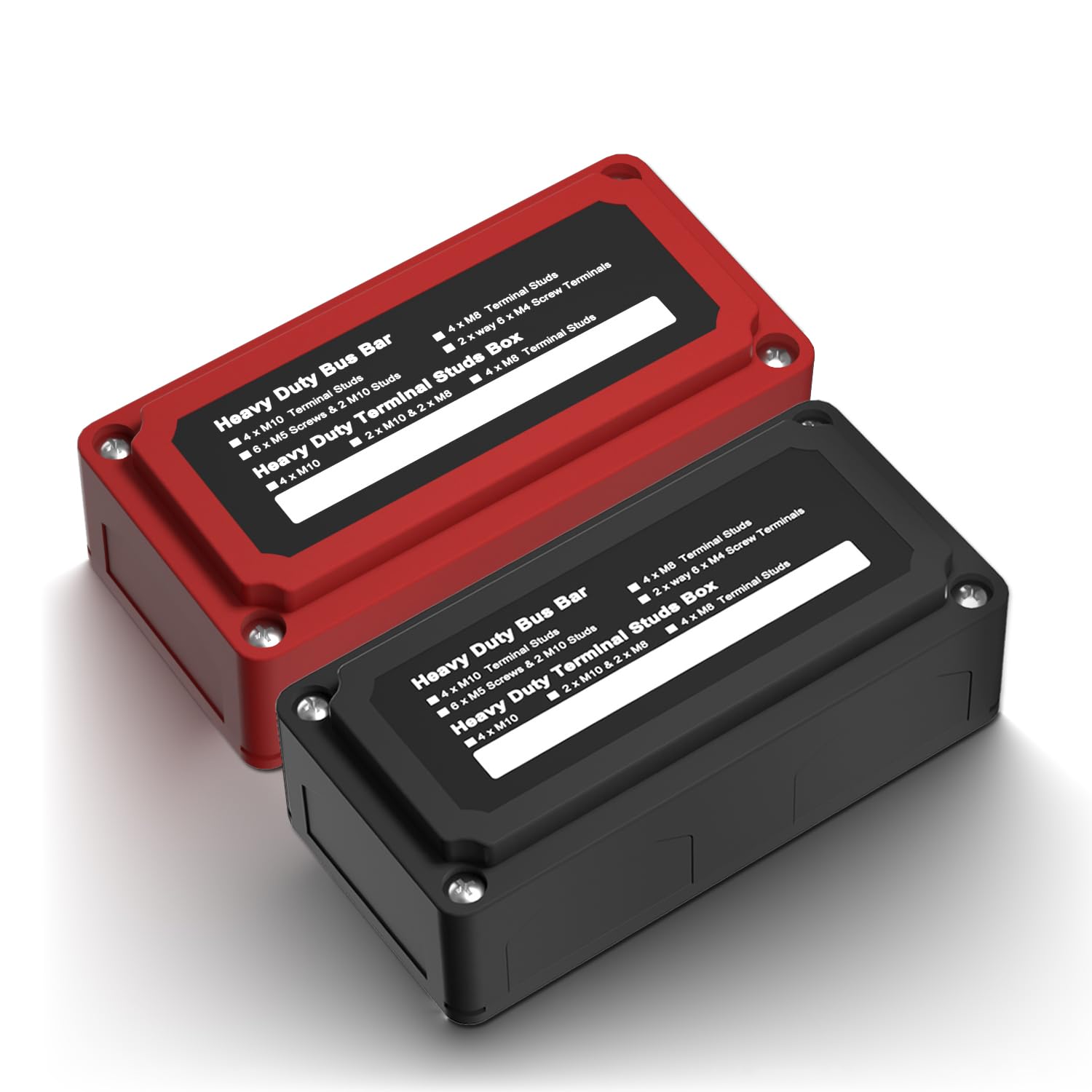 Iztoss 2Pcs 12V Bus Bar Terminal Block 4 X 5/16''(M8) Terminal Studs, Max 300V Ac 48V Dc, Blue Sea Battery Bus Bar Positive & Ne