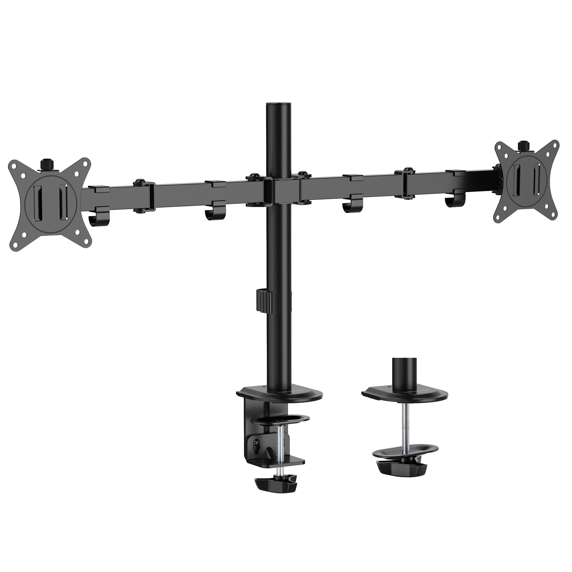 Mount It! Dual Monitor Mount, Dual Monitor Arm for 2 Screens, Dual Monitor Desk Mount, Adjustable Tilt and Swivel Arms for Double Screens up to 32� & 19.8 Lbs VESA 75x75 and 100x100 C clamp & Grommet