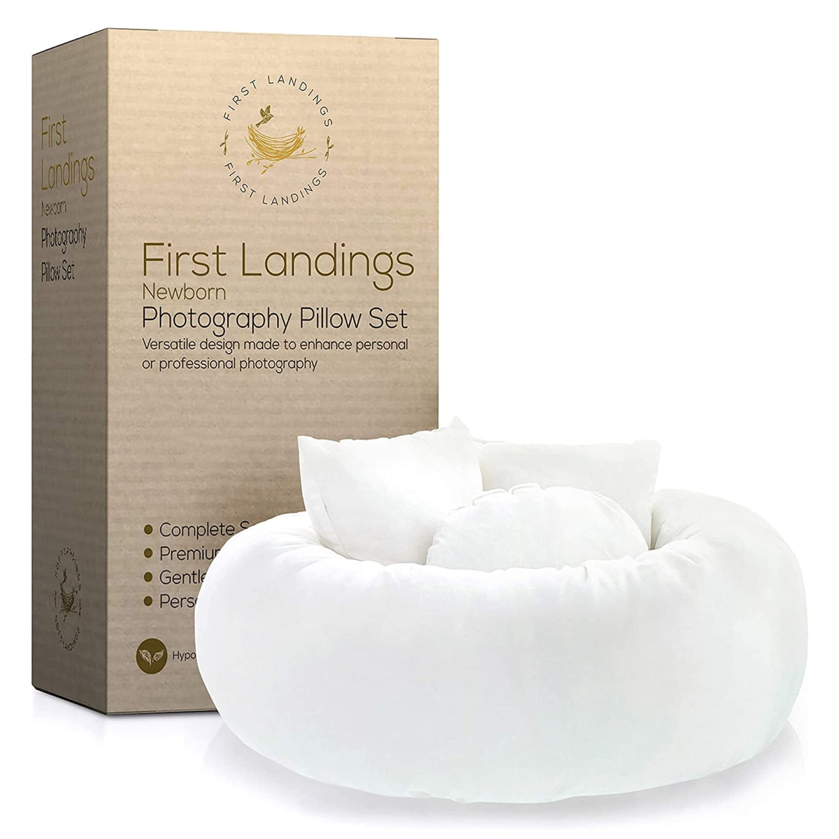 First Landings Newborn Photo Props 4-Pack Posing Pillows - Baby Photoshoot Props For Infant Boy Or Girl - Baby Announcements Ide