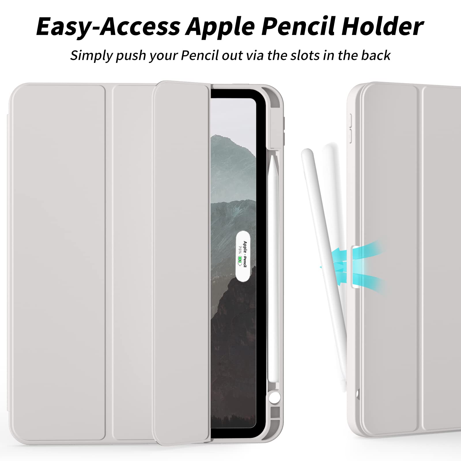 Aoub New Ipad Pro 12.9 Inch Case 6Th Generation 2022/5Th Gen 2021/4Th Gen 2020 With Pencil Holder, Auto Wake/Sleep, Trifold Smar