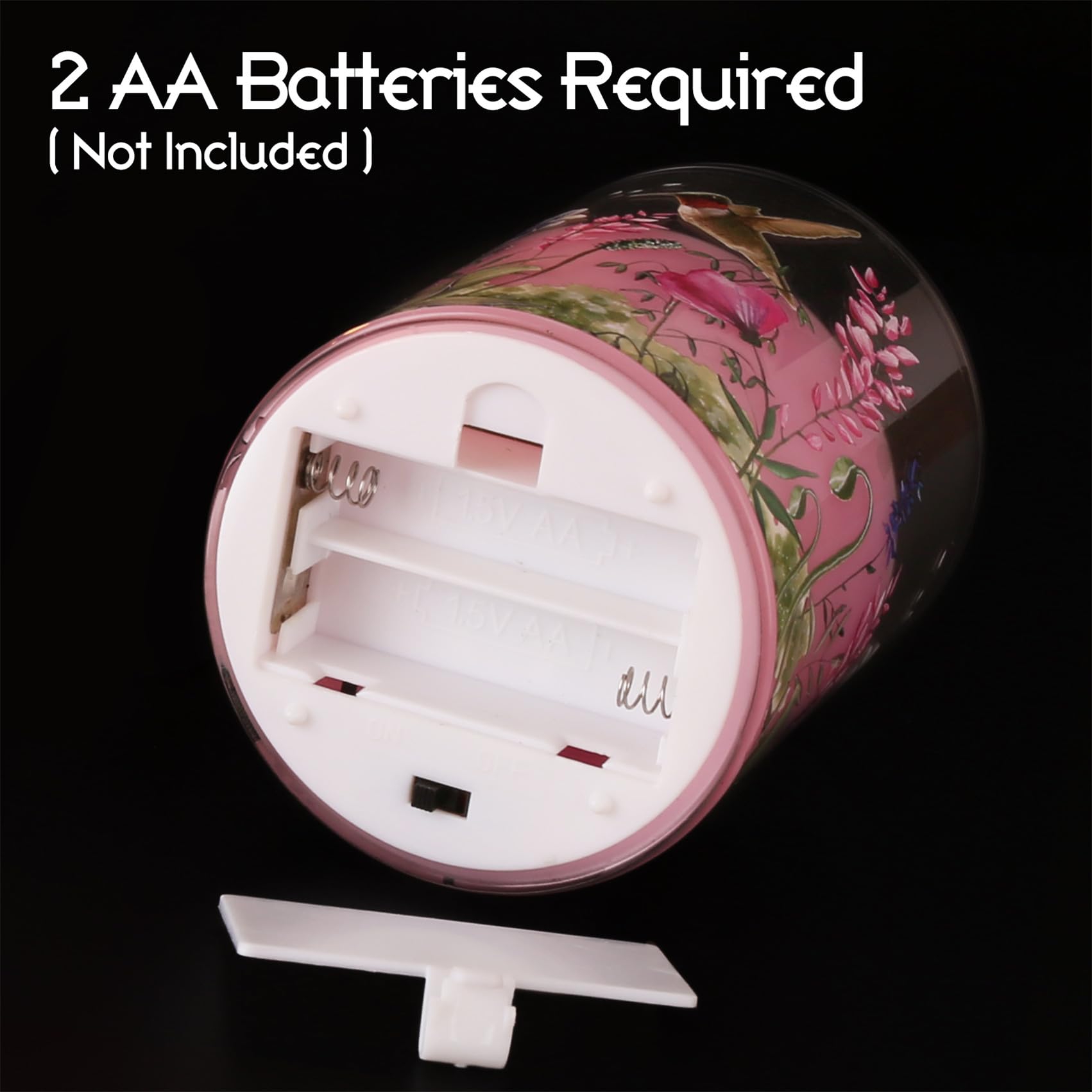 Girimax Pink Hummingbird Glass Led Candles With Remote, Flickering Flameless Candles Battery Operated F 3'' H 4'' 5'' 6''