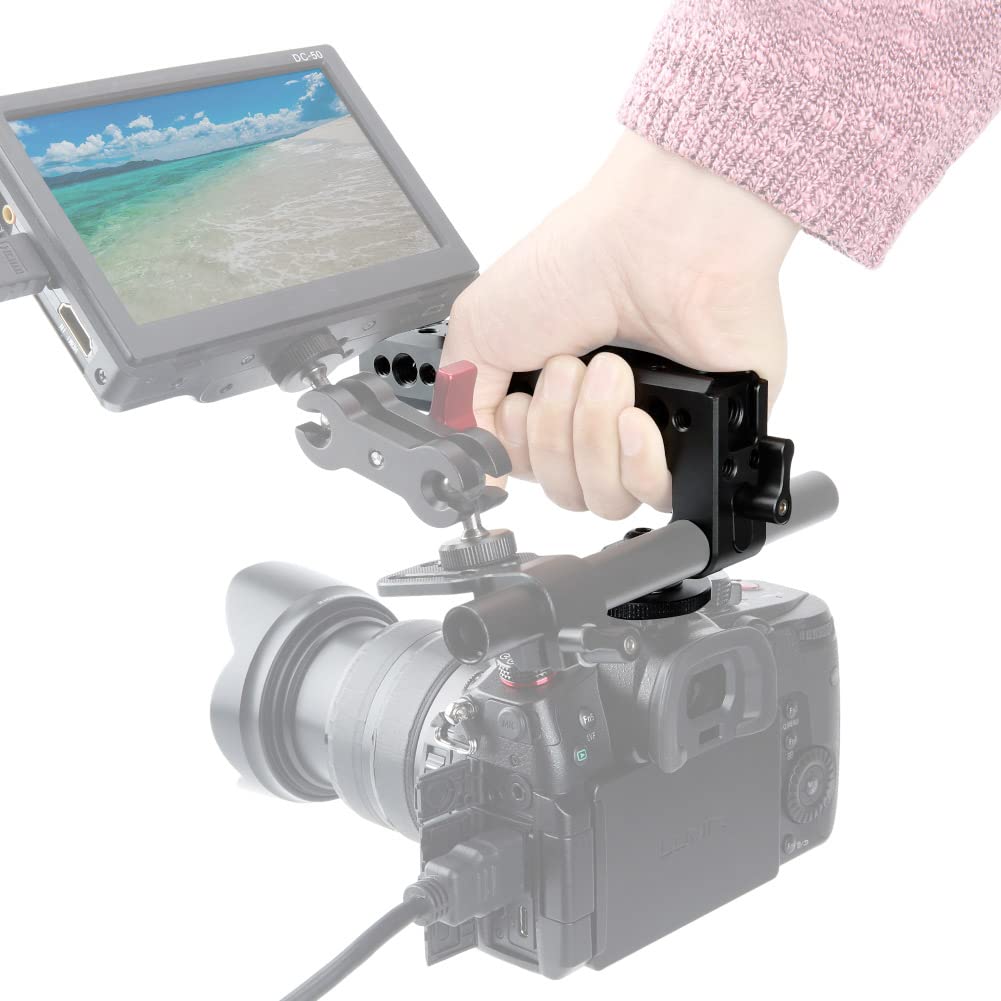 Niceyrig Hot Shoe Top Handle Grip Dslr Camera Handgrip With 15Mm Rod Clamp, Cold Shoe Mounts Applicable For Panasonic Lumix Gh5/