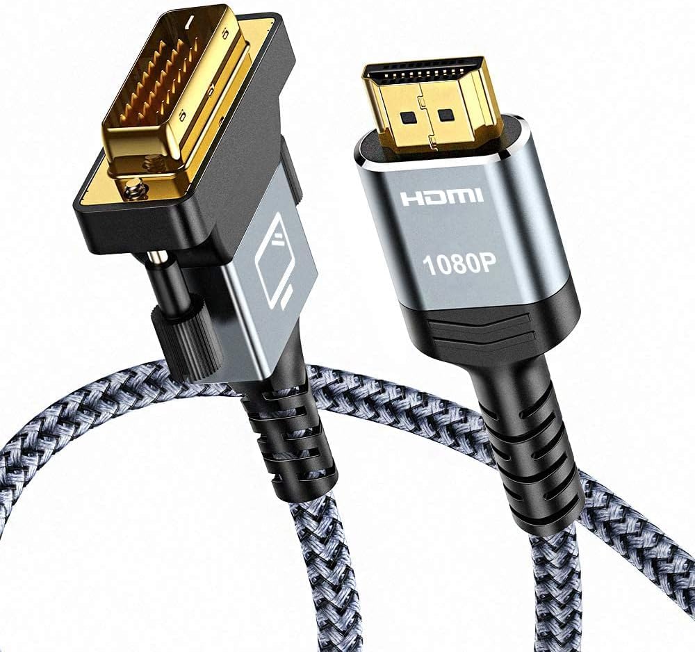 Capshi Hdmi A To Dvi Adapter Cable 6Ft, High Speed Gold Plated Plug And Play Bi Directional Nylon Braid 1080P, Dvi To Hdmi Adapt