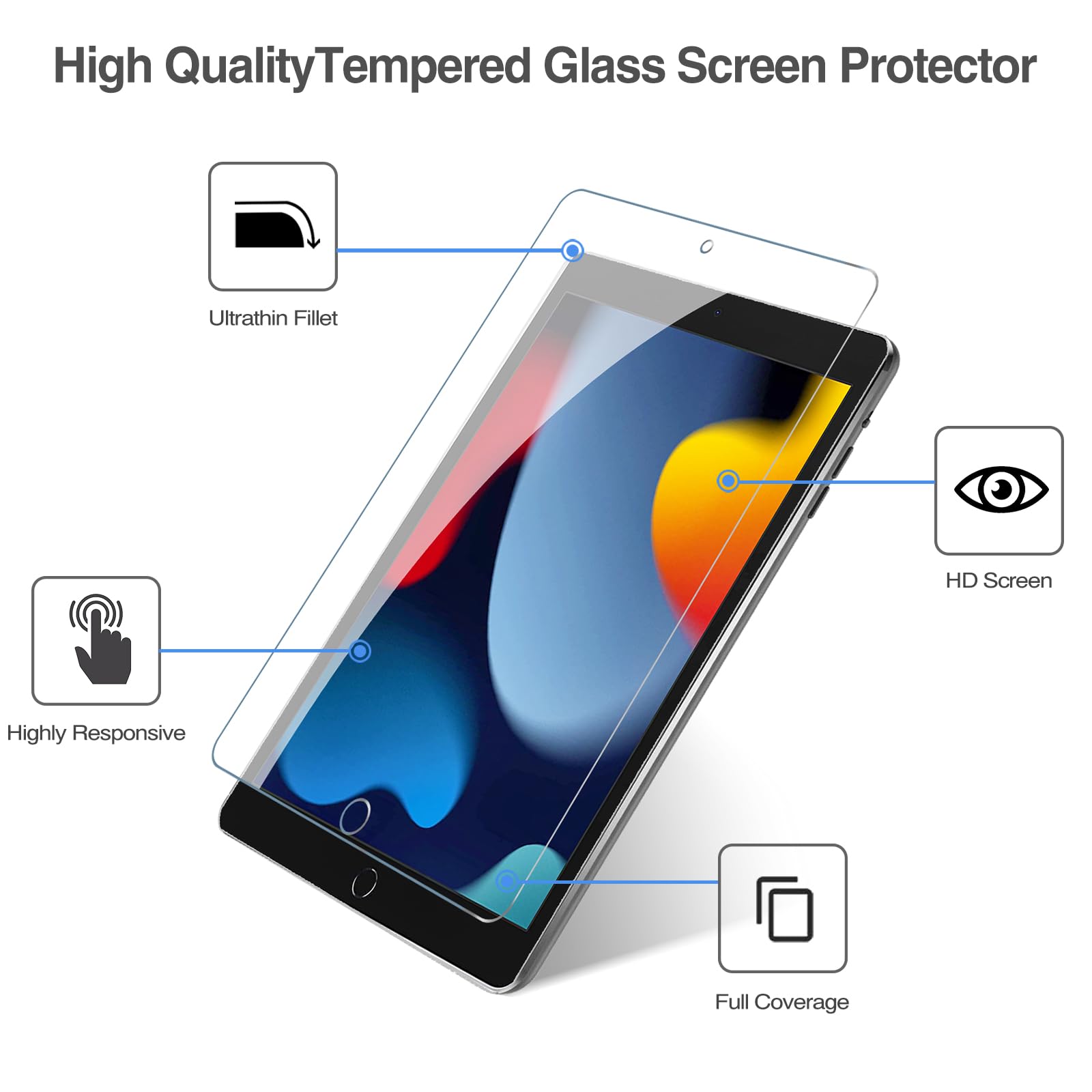 Procase 10 Pack Screen Protector For Ipad 10.2 9Th 2021/ 8Th 2020/ 7Th 2019, Tempered Glass Film For A2602/A2603/ A2270/A2428/ A2197/A2198/A2201  Clear