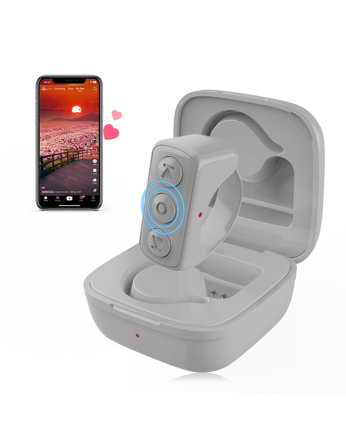 Remote Scrolling Ring for TikTok, Bluetooth Page Turner for iPad iPhone, Scroller Remote for TIK Tok, Camera Shutter Remote Cont