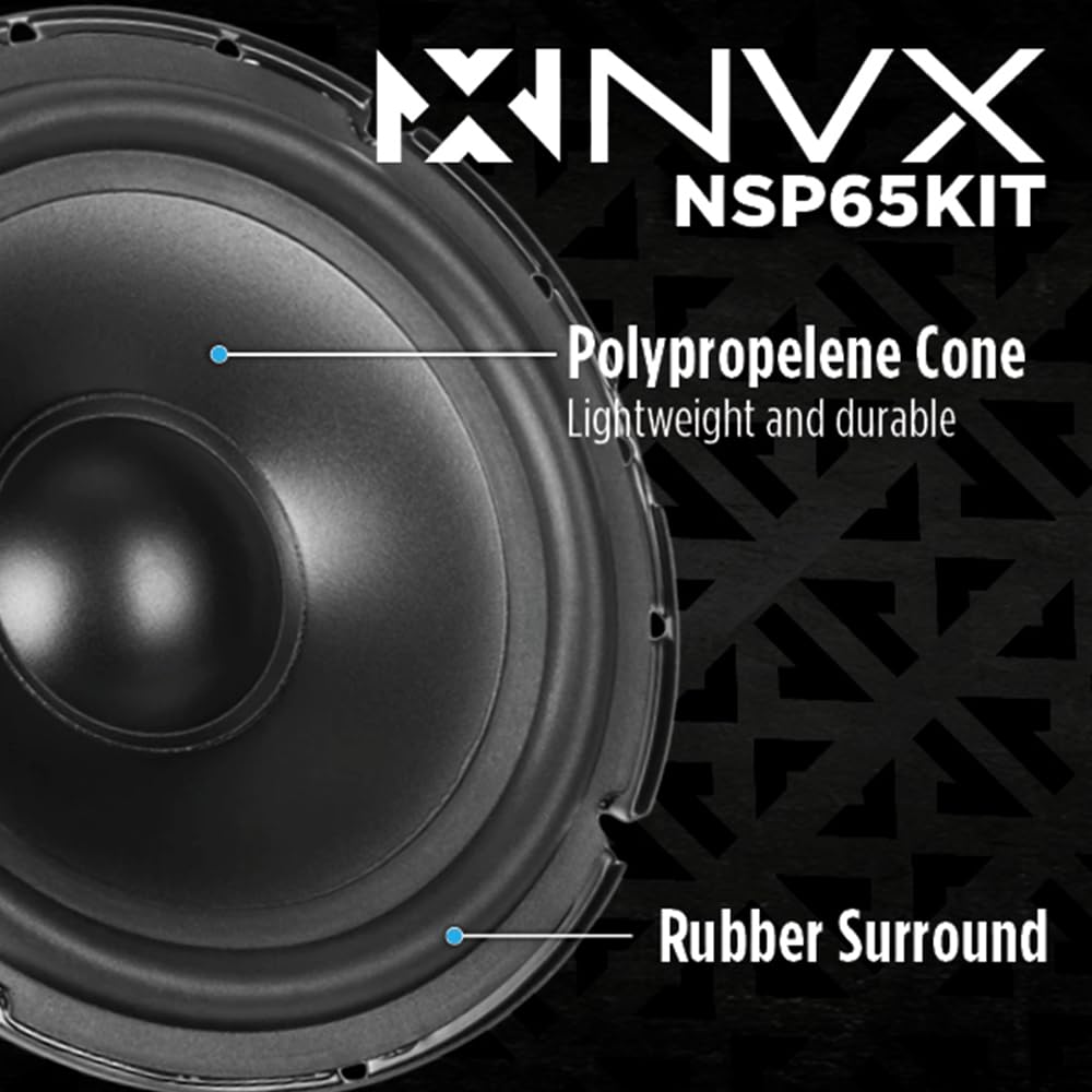 Nvx Nsp65Kit 6.5 Car Speakers, 600W Max, 200W Rms, 2-Way Component System W/Silk Dome Tweeters & Passive X-Overs, Easy To Instal