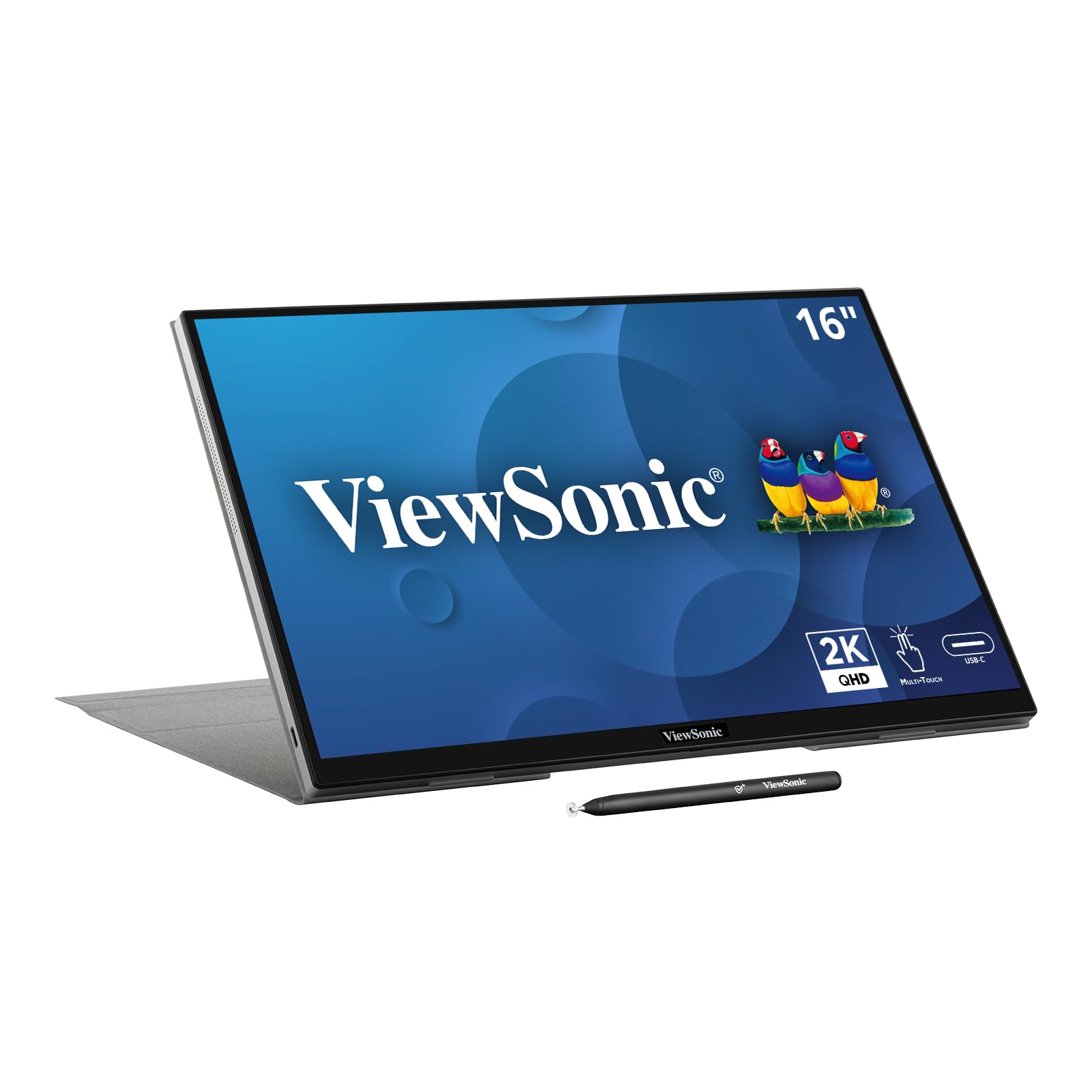 Viewsonic Td1656 2K 16 Inch Wqxga 1600P Ips Touchscreen Portable Monitor With 2 Way Powered 65W Usb C, And Smart Cover With Buil