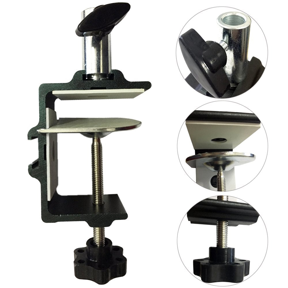 Etubby [Heavy Duty] Two Way Metal Table Clamp, Mic Stand, Desk Lamp Stand, Tablet Mount, Phone Bracket Clamp, Desktop Work Light Mounting C Clamp, Fits Up To 6.3Cm Desktop & 1.25Cm Base Bar