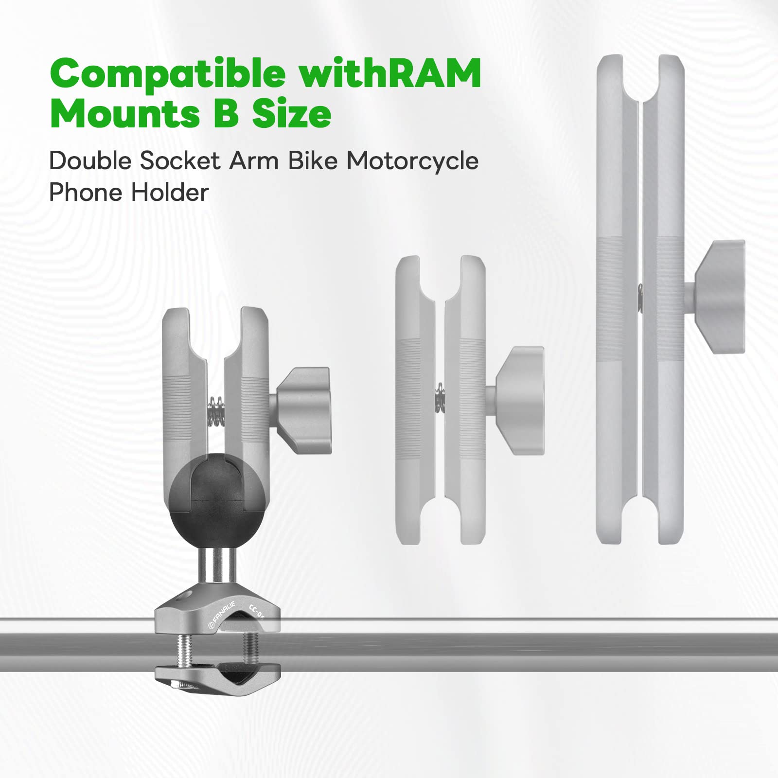 Fanaue Cc 06 Aluminum Handlebar Clamp Mount U Bolt Base Compatible With Ram Mounts B Size 1 Inch Ball Head Double Socket Arm & B