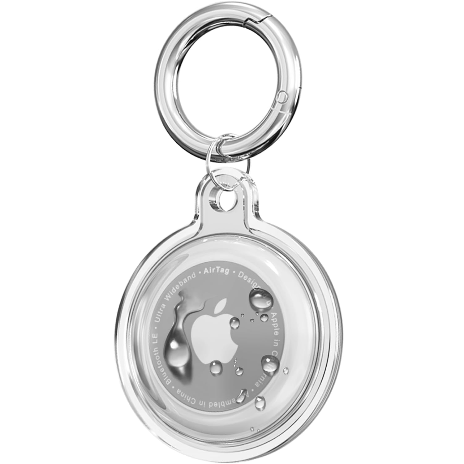 Galafoki Waterproof Airtag Holder Case with Keychain - Shockproof & Scratchproof for Pet Tracking, Bags, Kids, Keys, Luggage - White