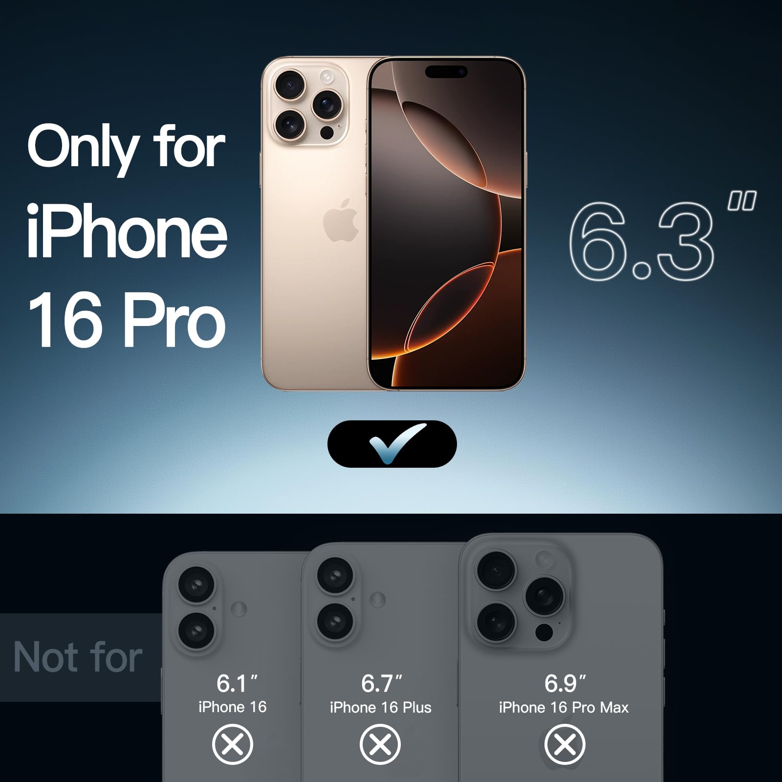 Jetech Case For Iphone 16 Pro 6.3 Inch, Non Yellowing Shockproof Phone Bumper Cover, Anti Scratch Clear Back (Desert Titanium)