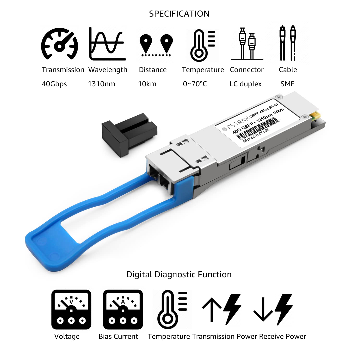 Opstran 40Gbase Lr4 Qsfp+ Optical Transceiver Module Compatible With Cisco Qsfp 40G Lr4 Qsfp 40Ge Lr4 Meraki Ma Qsfp 40G Lr4 40G