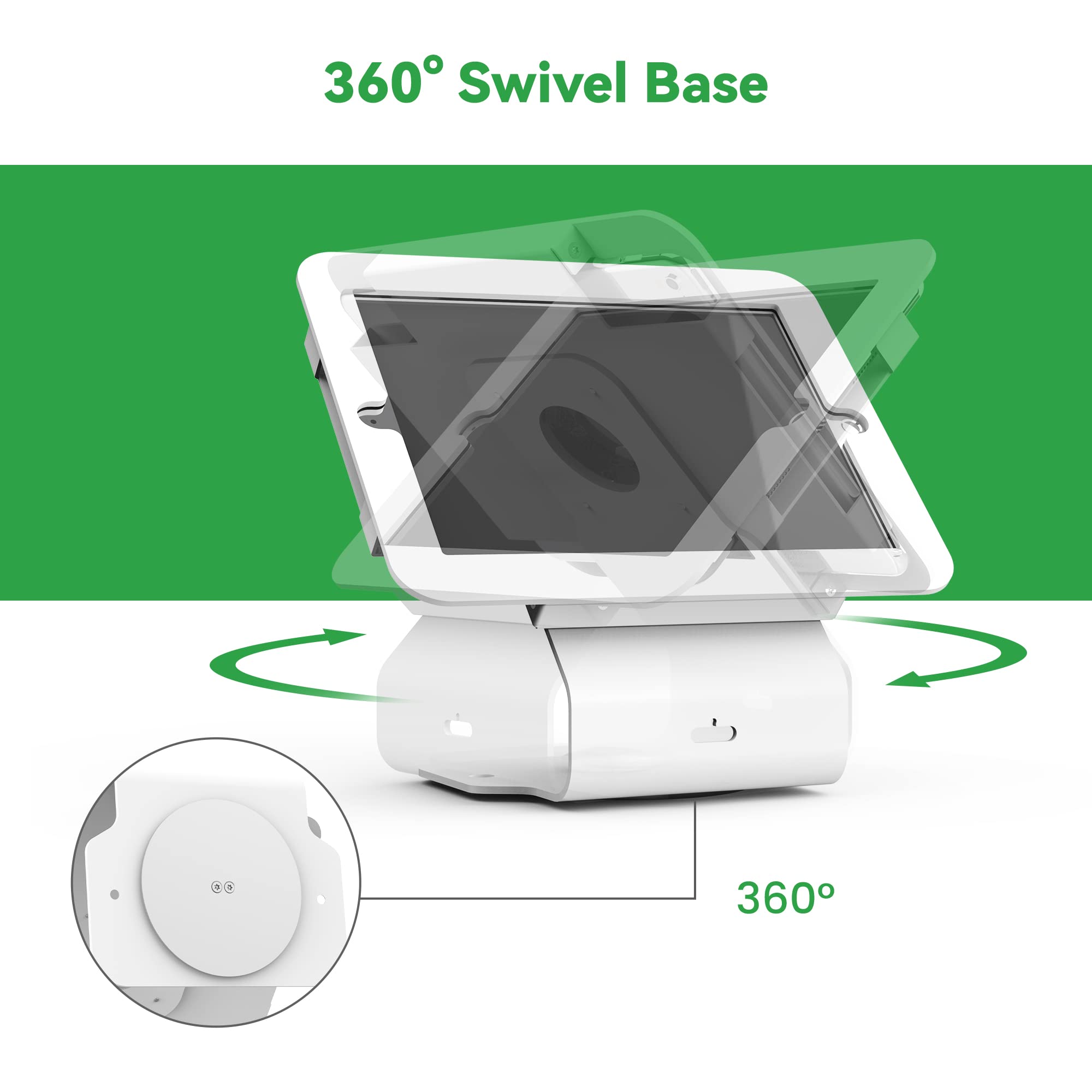 Pinikox Kiosk Pos Tablet Stand For Ipad Air 1, Air 2, Pro 9.7, Ipad 5Th, Ipad 6Th, Business Desktop Retail Ipad Stand With 360 S