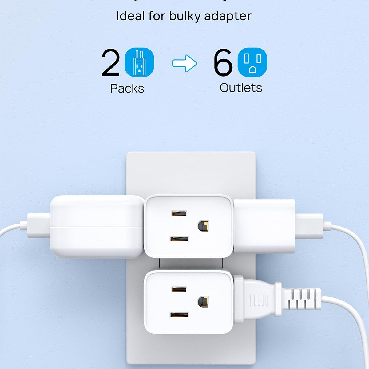 Trond Multi Plug Wall Outlet Extender 2 Pack Electrical 3 Way Plug ...
