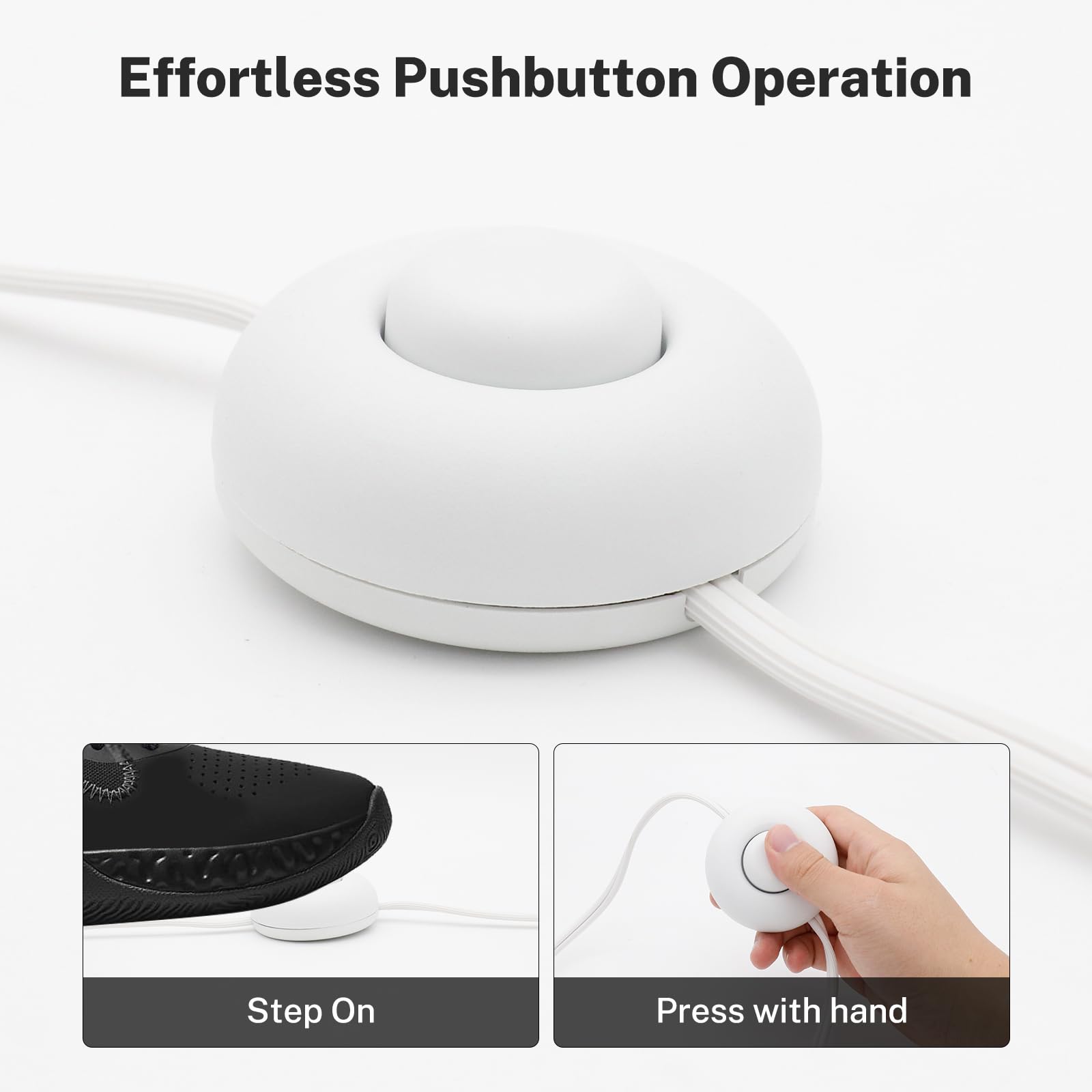 Firmerst Foot Switch Extension Cord 6 Feet For Floor Lamp, Holiday Lights, White, 2 Packs