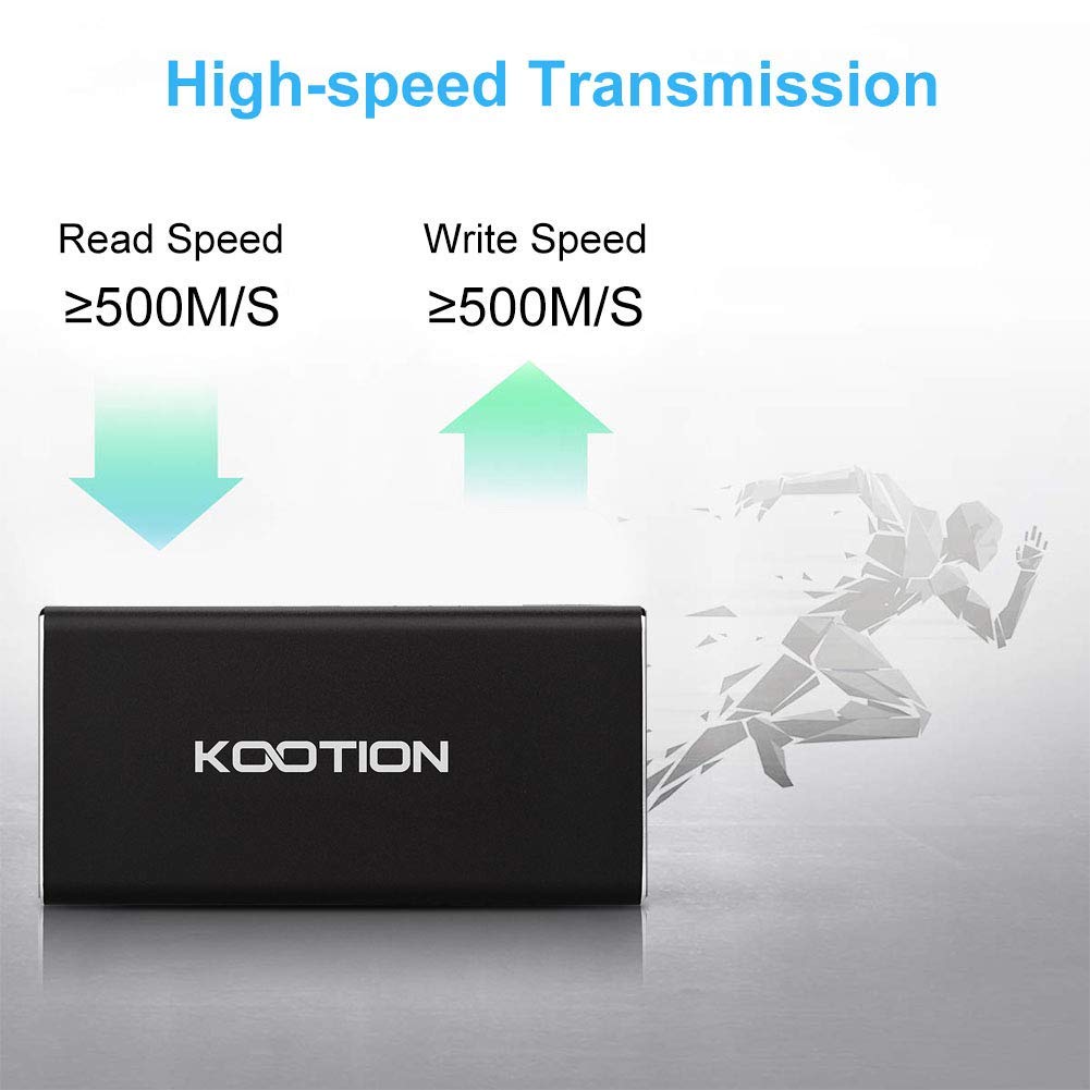 Kootion 1Tb External Ssd Hard Drive Usb 3.1 Type C Ultra Slim Portable Solid State Drive 1Tb, Read Up To 500Mb/S & Write Up To 4