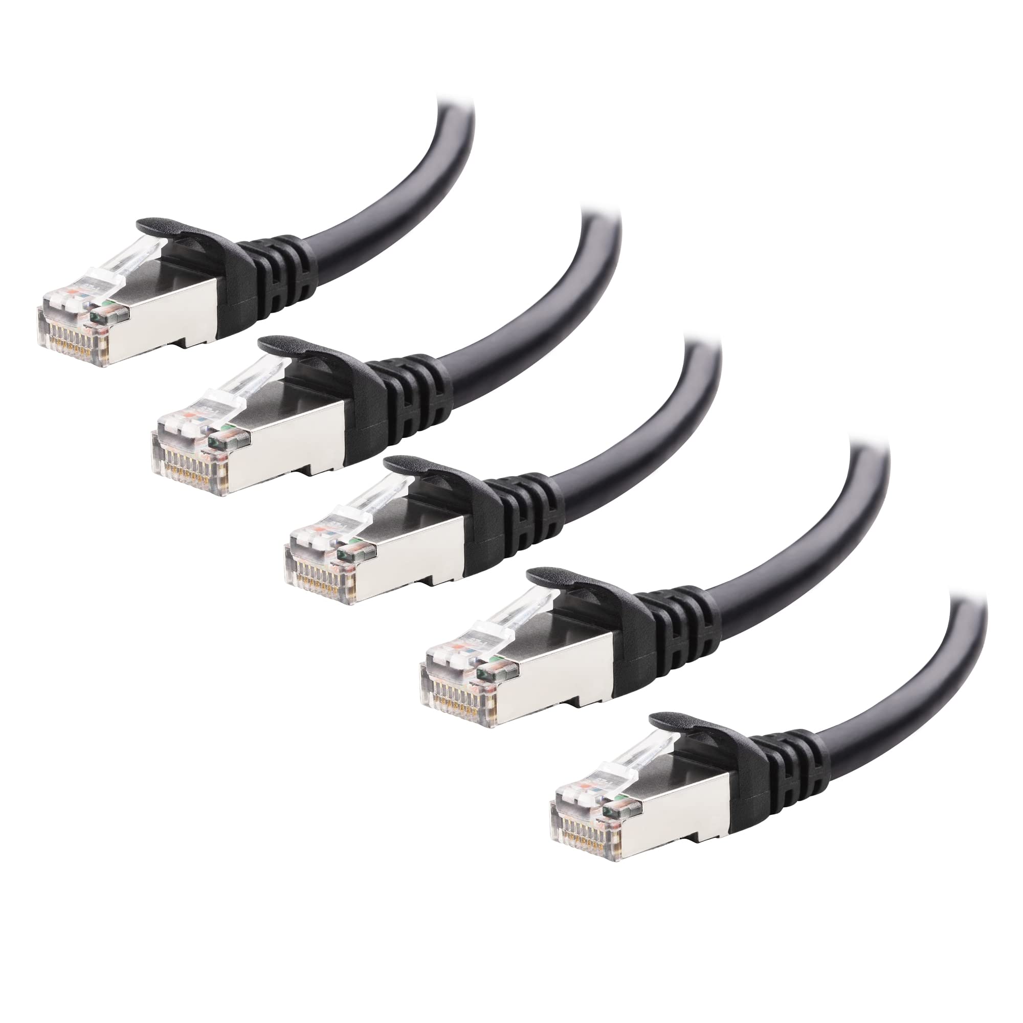 Cable Matters 10Gbps 5 Pack Snagless Shielded Cat 6A Ethernet Cable   7ft, Cat 6A Cable, Cat6A Cord, Ethernet Cord, Black