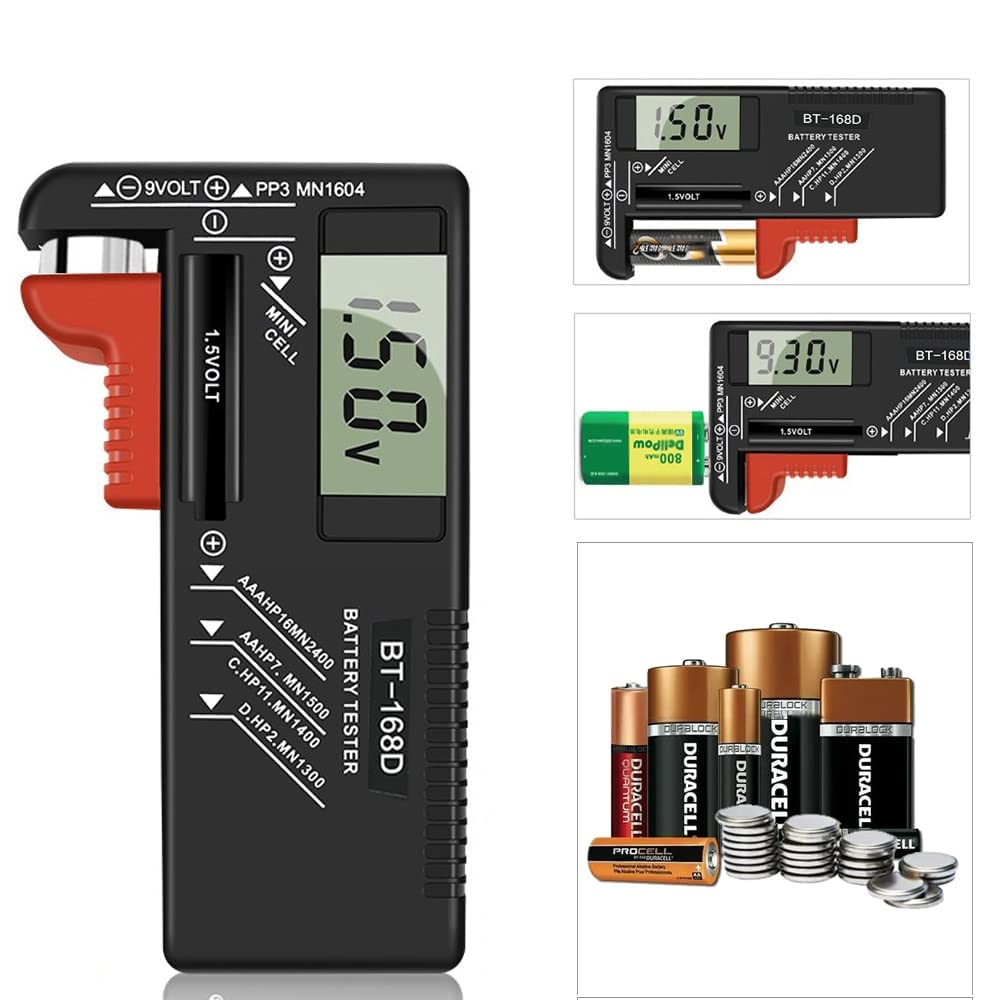 Amzqwe Battery Testers,Universal Digital Battery Tester For Aaa,Aa,C,D,9V,1.5V,3.7V Small Button Cell,Battery Tester Volt Checke